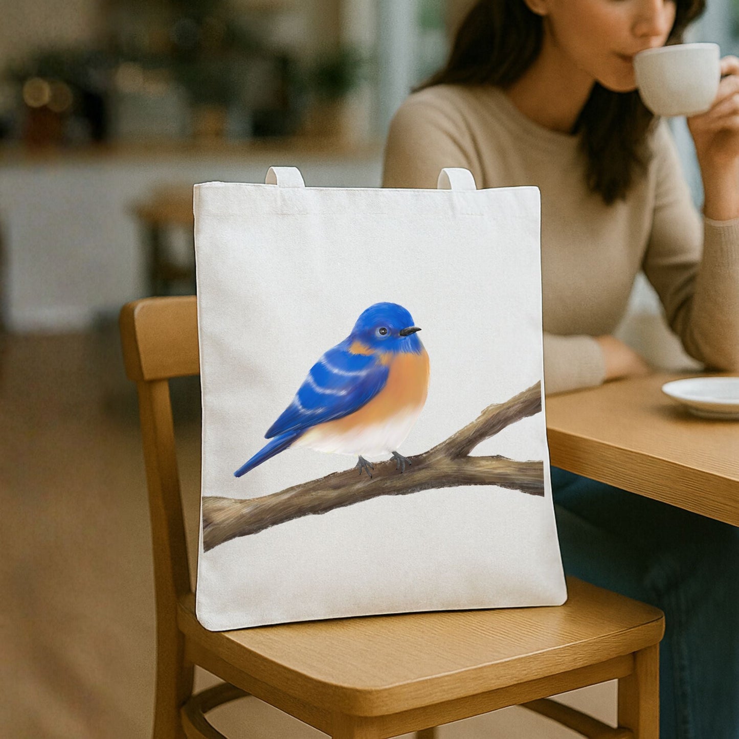 Eastern Bluebird Canvas Tote Bag - MerikaArt