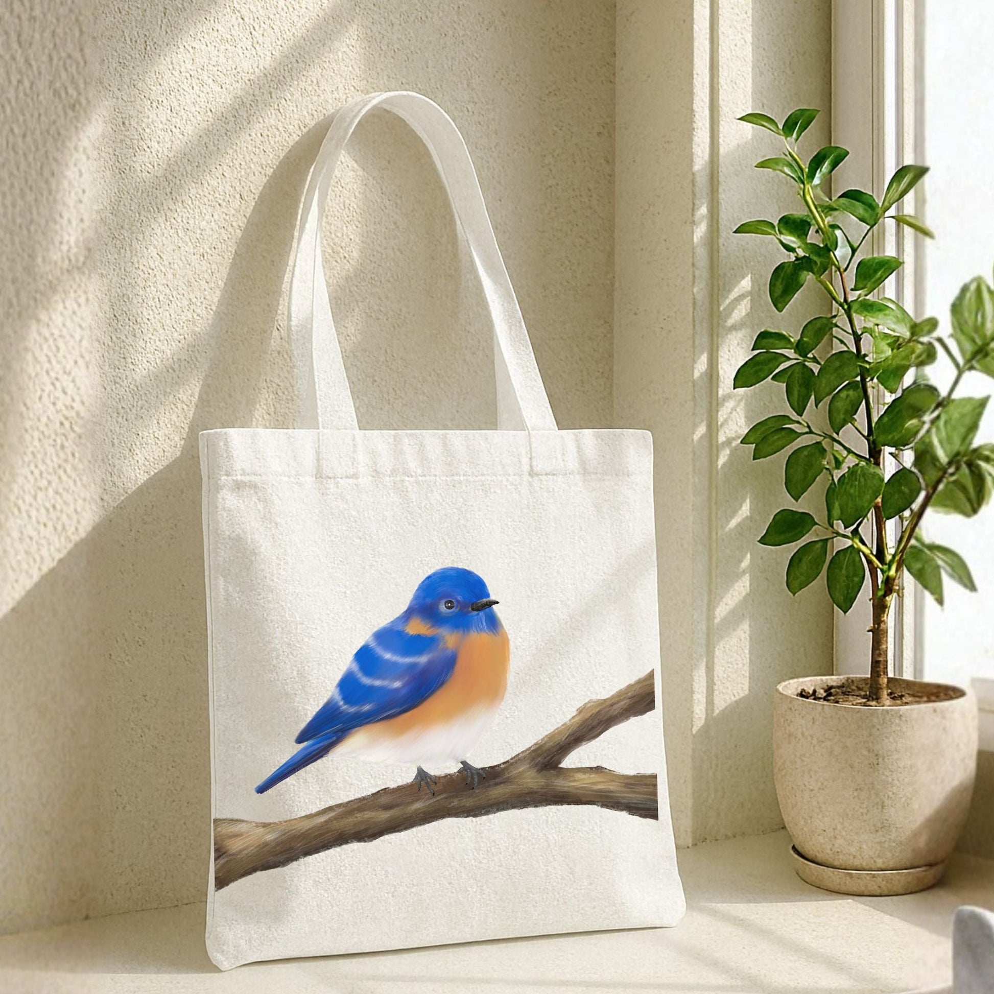 Eastern Bluebird Canvas Tote Bag - MerikaArt