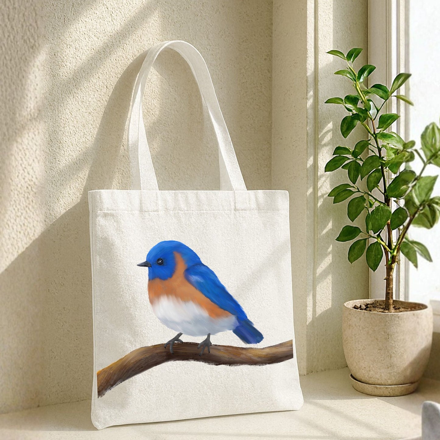 Eastern Bluebird Canvas Tote Bag - MerikaArt