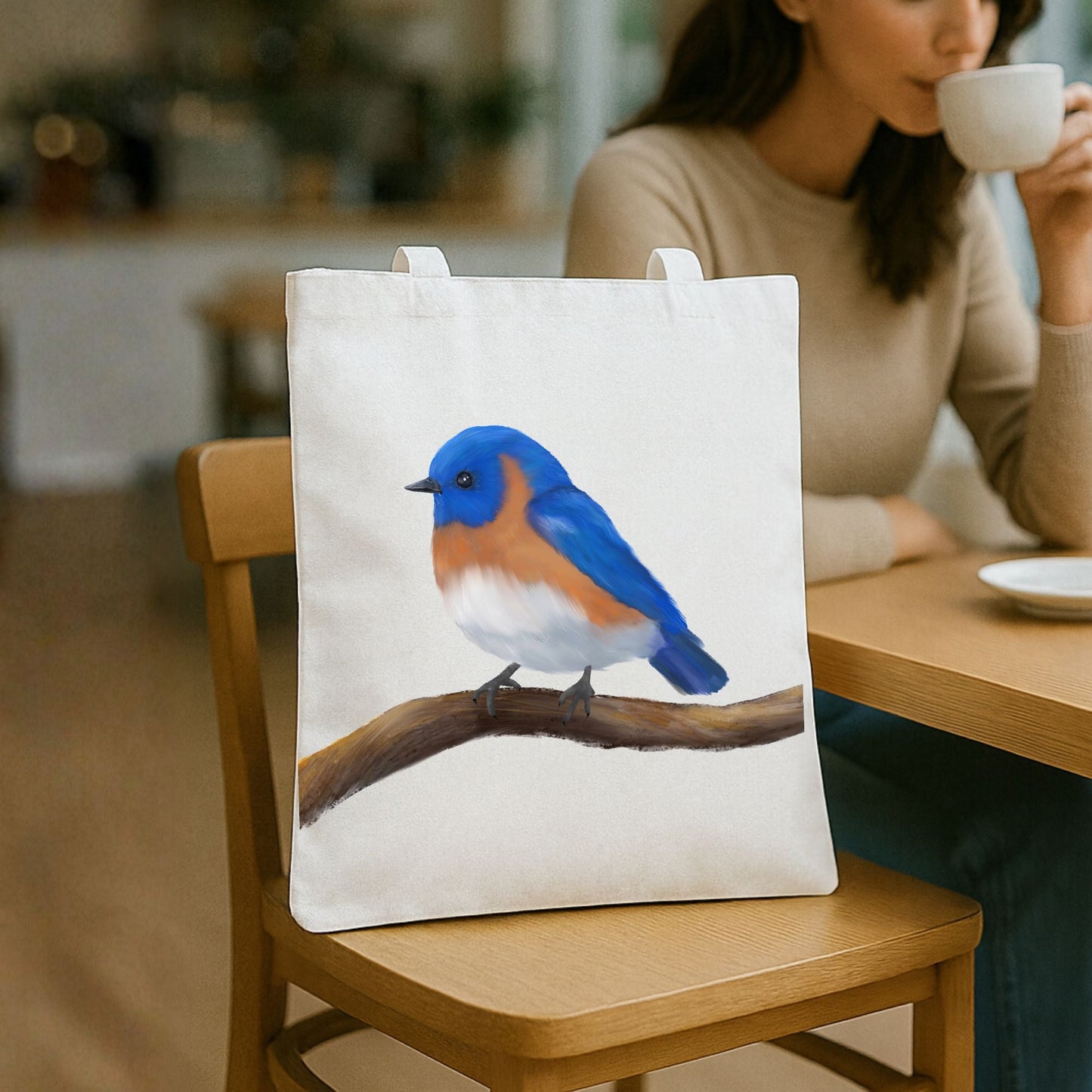 Eastern Bluebird Canvas Tote Bag - MerikaArt