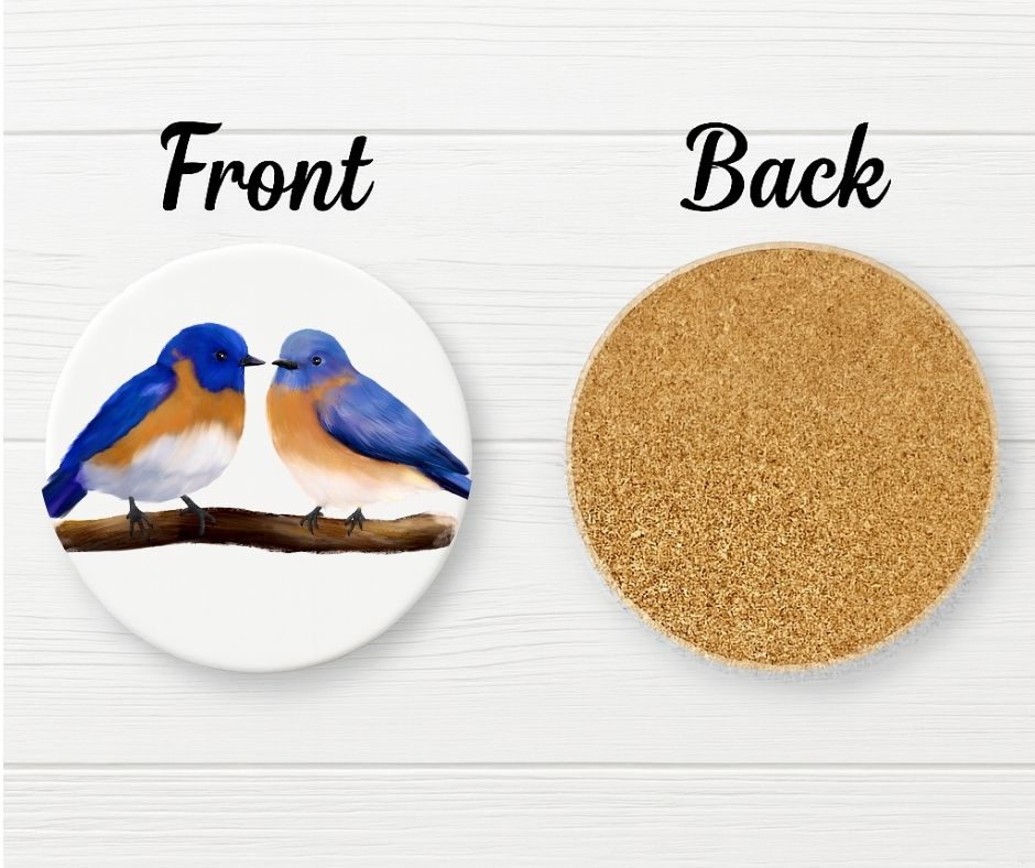 Eastern Bluebird Ceramic Coaster - MerikaArt