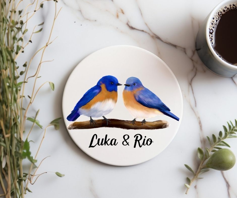 Eastern Bluebird Ceramic Coaster - MerikaArt