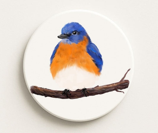 Eastern Bluebird Ceramic Coaster - MerikaArt
