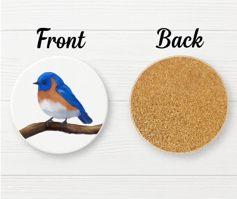 Eastern Bluebird Ceramic Coaster - MerikaArt