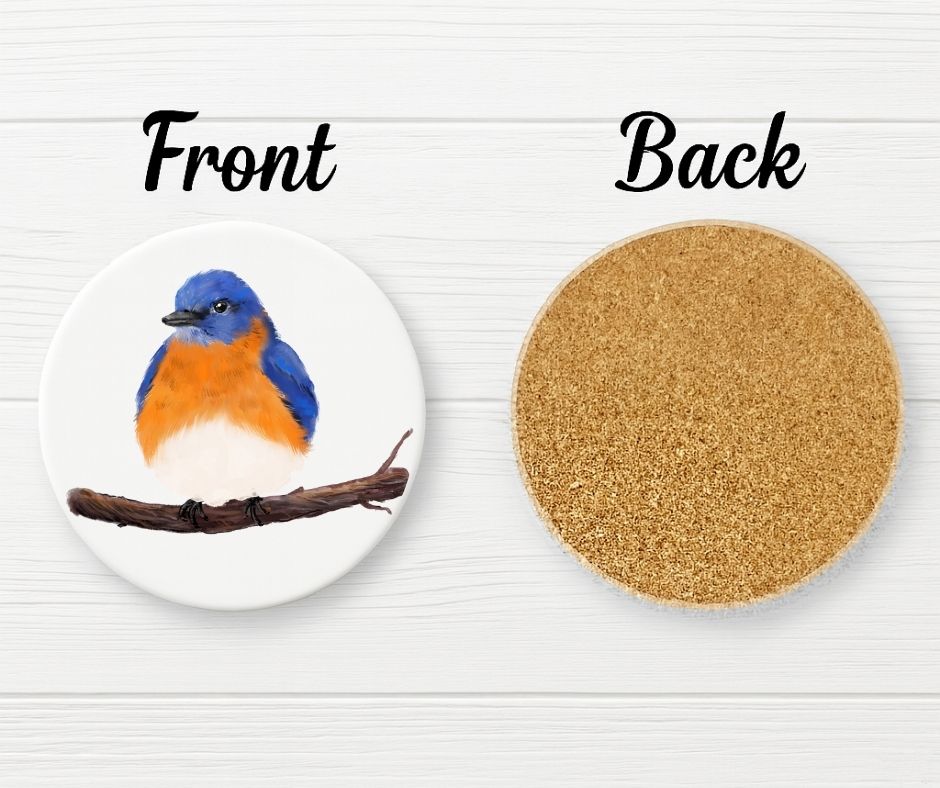 Eastern Bluebird Ceramic Coaster - MerikaArt