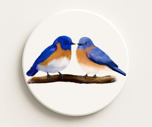 Eastern Bluebird Ceramic Coaster - MerikaArt