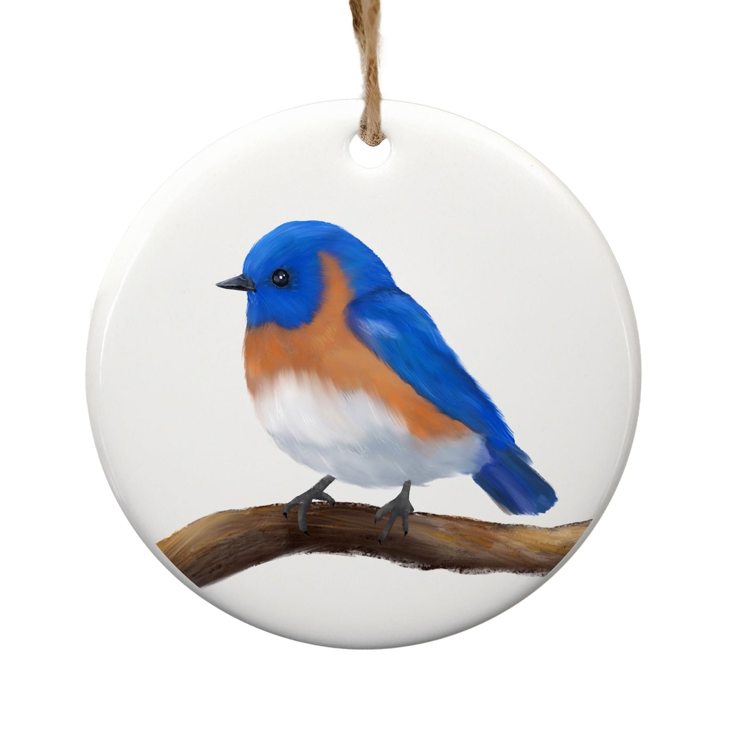 Eastern Bluebird Ceramic Ornament - MerikaArt
