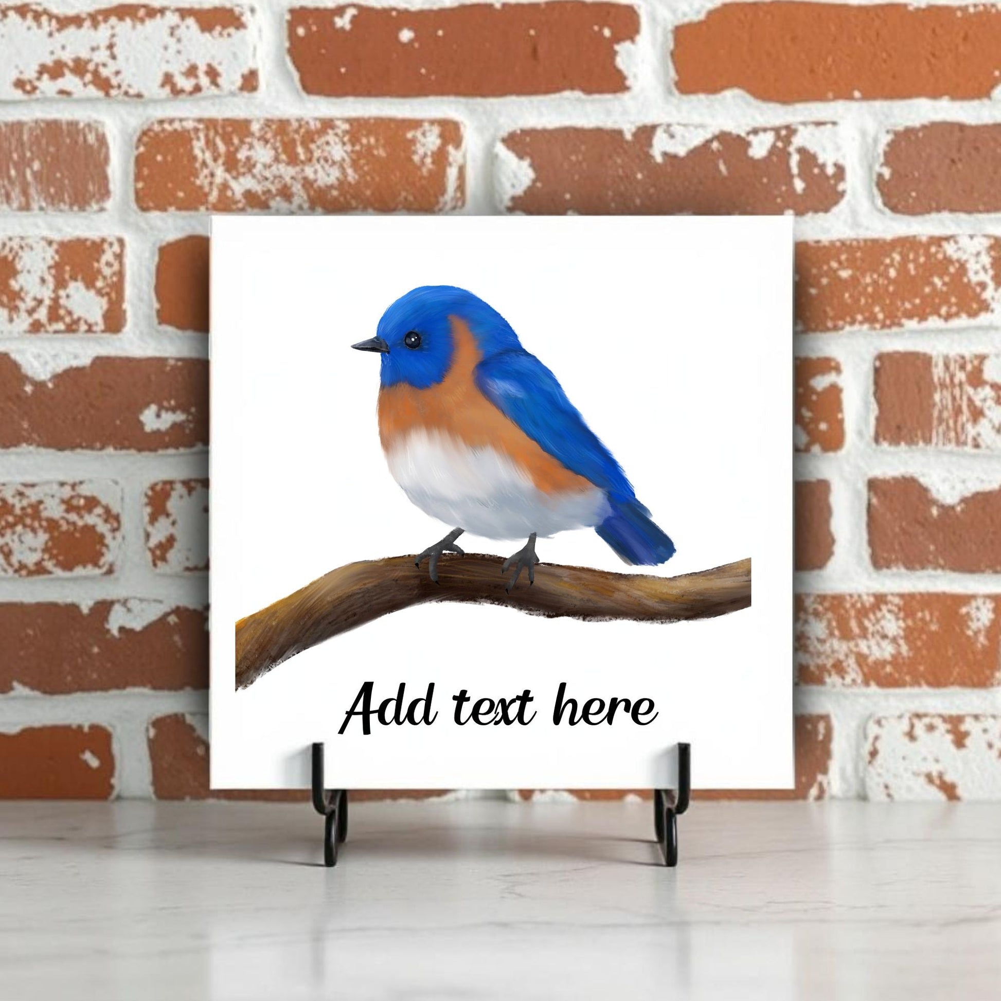 Eastern Bluebird Ceramic Tile – Handcrafted Artwork - MerikaArt