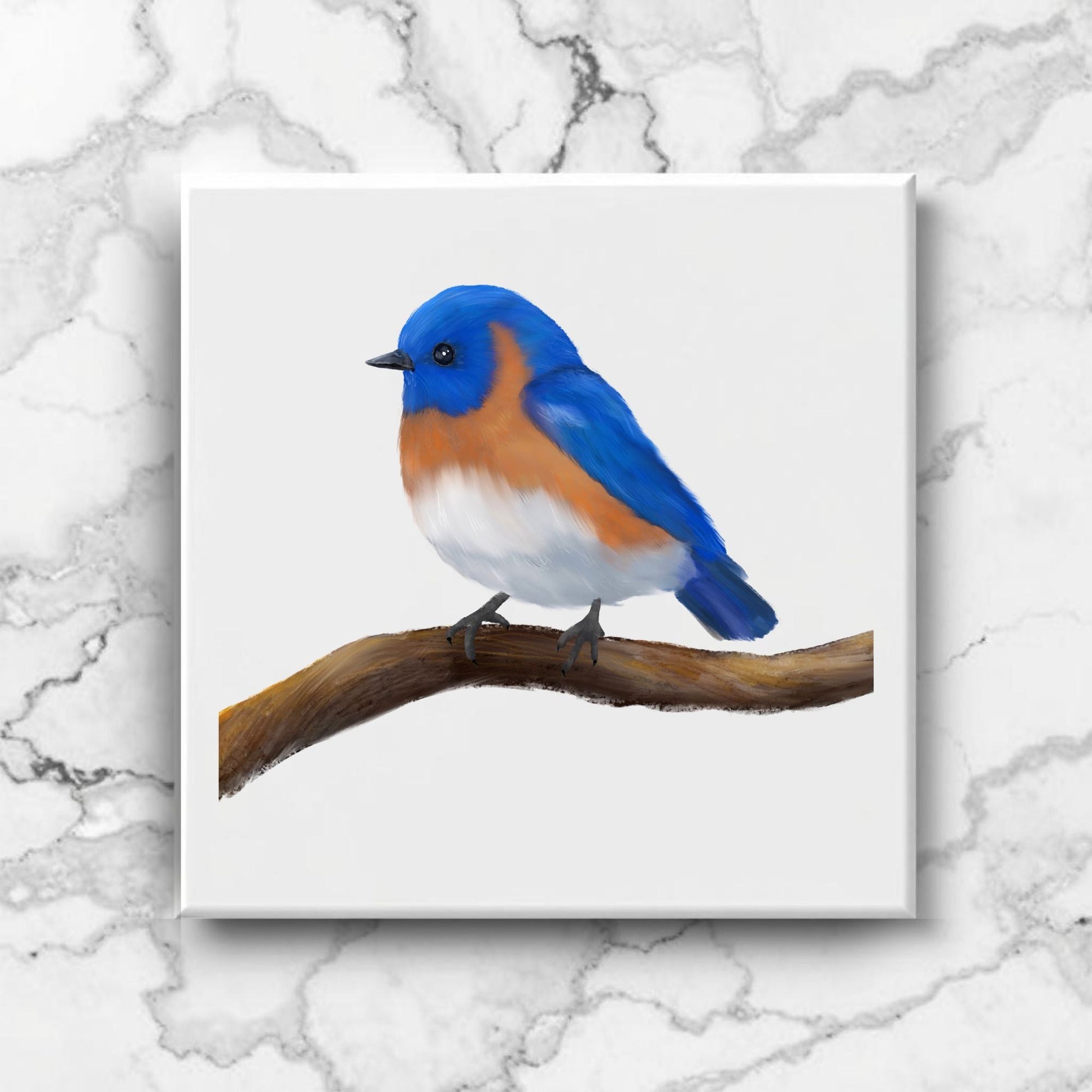 Eastern Bluebird Ceramic Tile – Handcrafted Artwork - MerikaArt