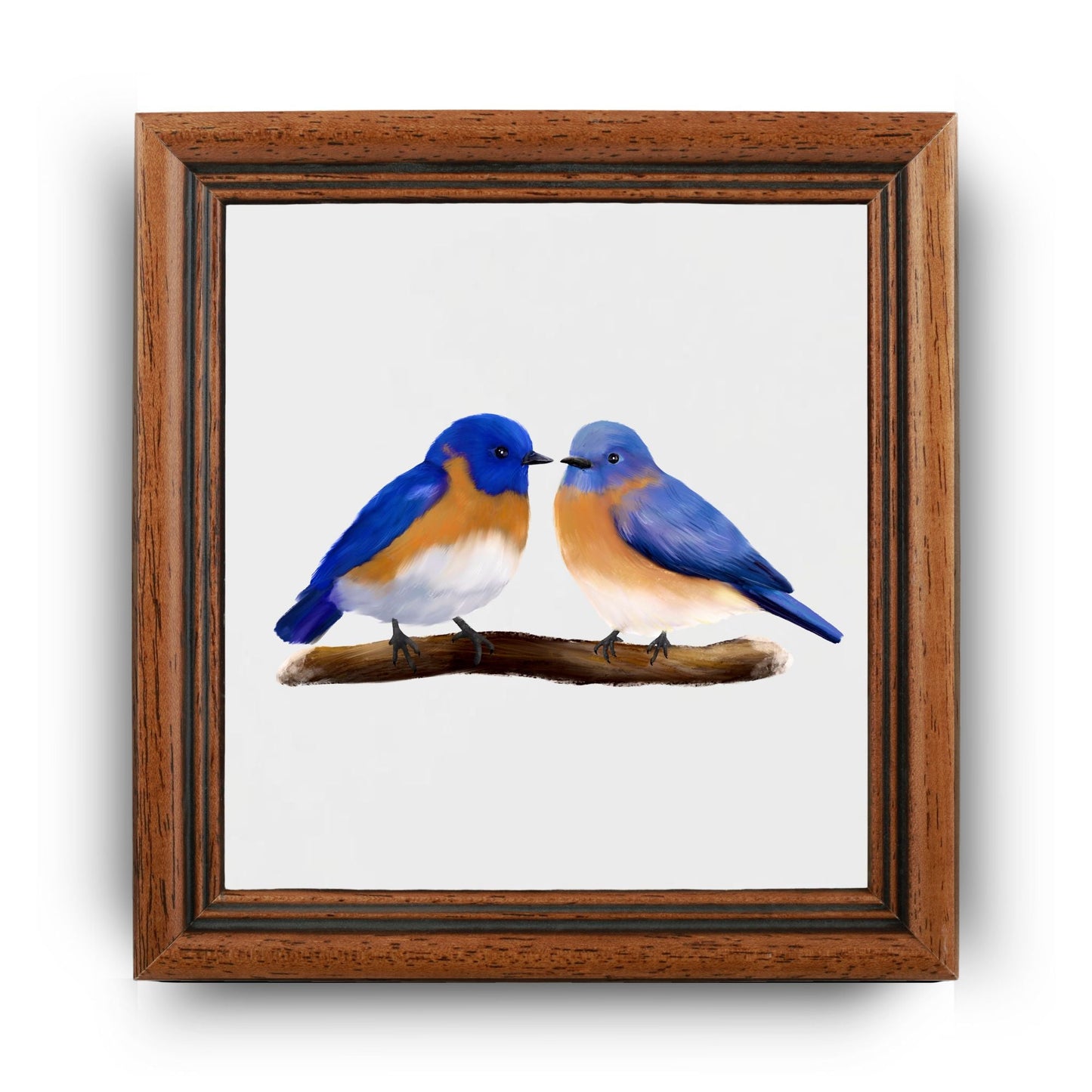 Eastern Bluebird Couple Ceramic Tile – Handcrafted Bird Art - MerikaArt