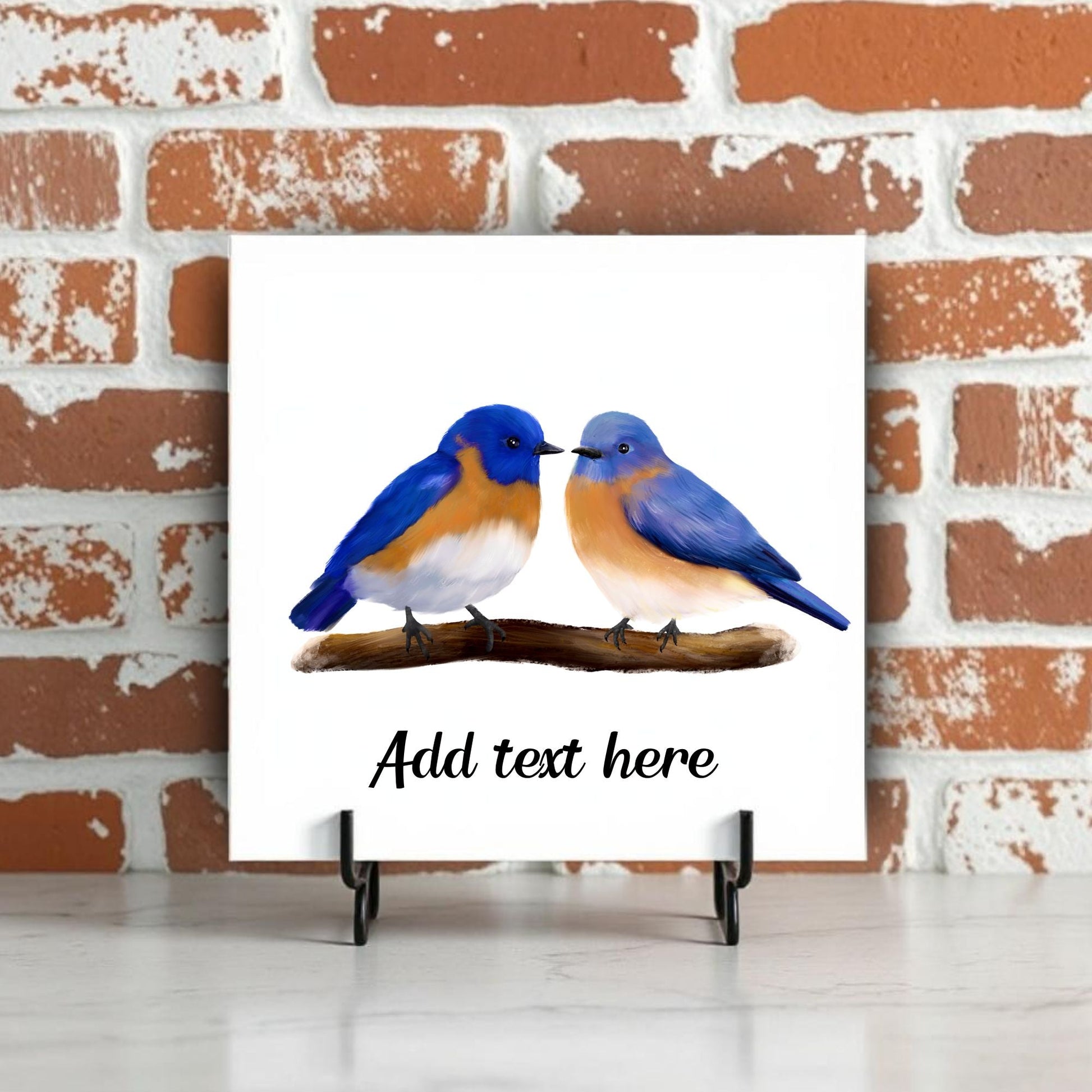 Eastern Bluebird Couple Ceramic Tile – Handcrafted Bird Art - MerikaArt