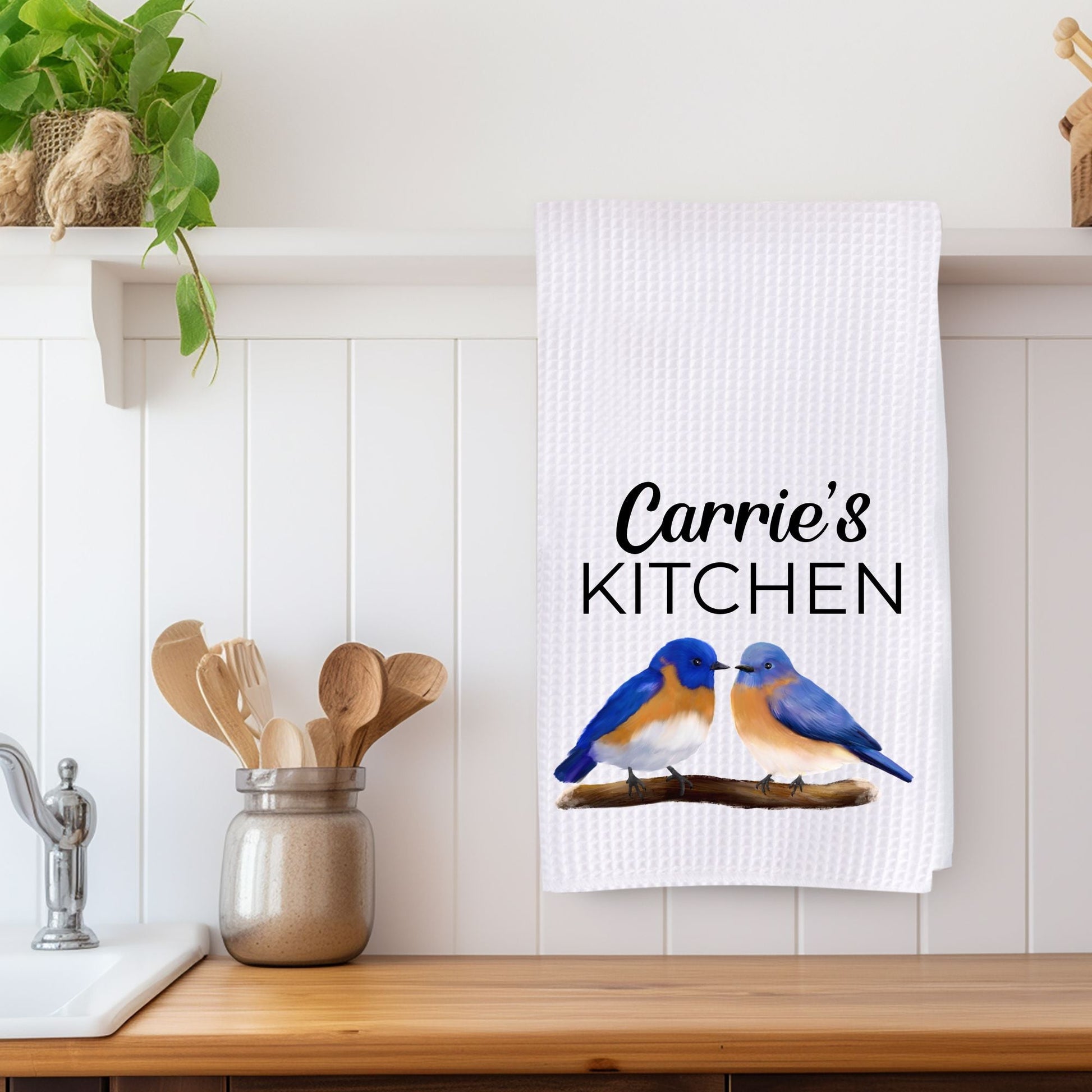 Eastern Bluebird Kitchen Towel - MerikaArt