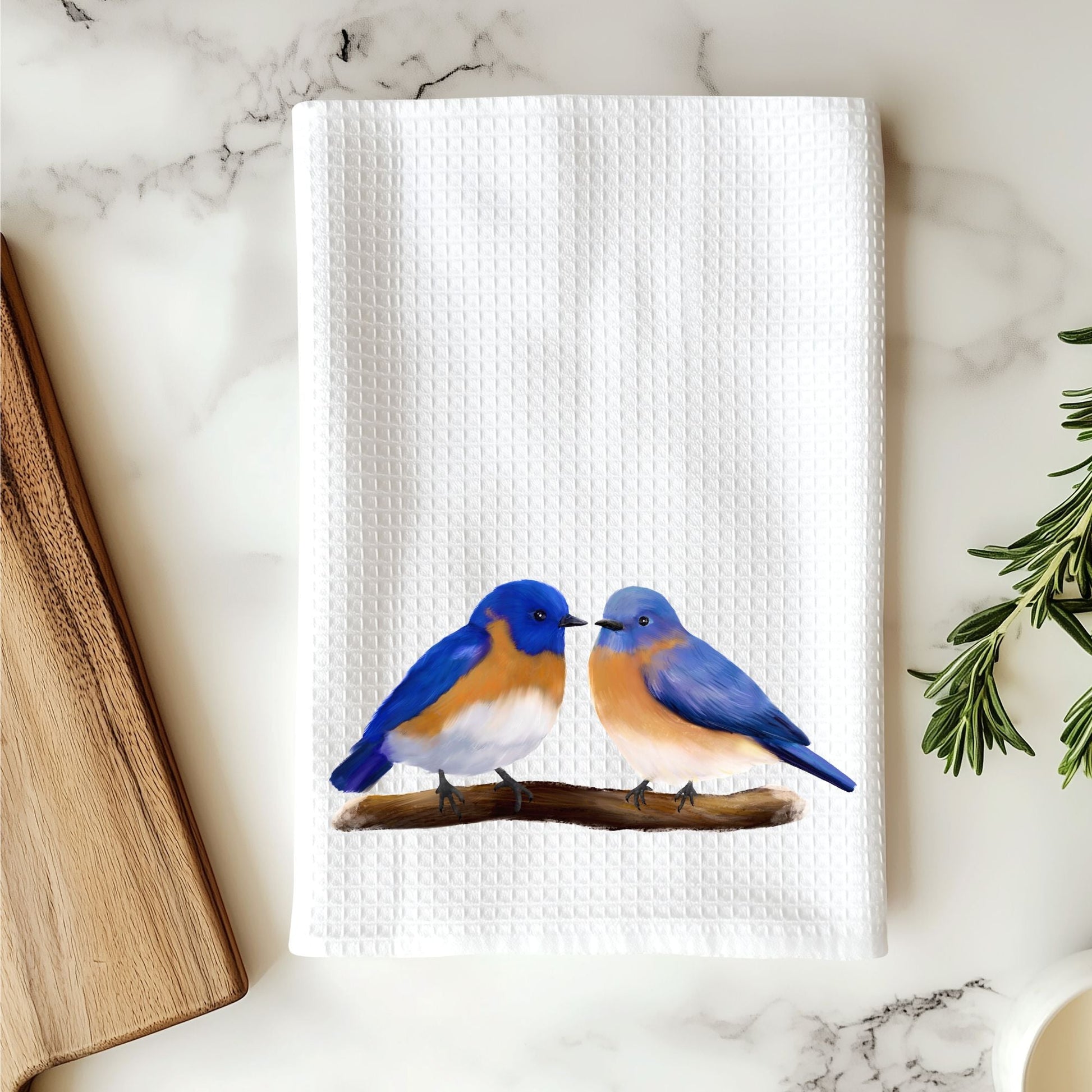 Eastern Bluebird Kitchen Towel - MerikaArt