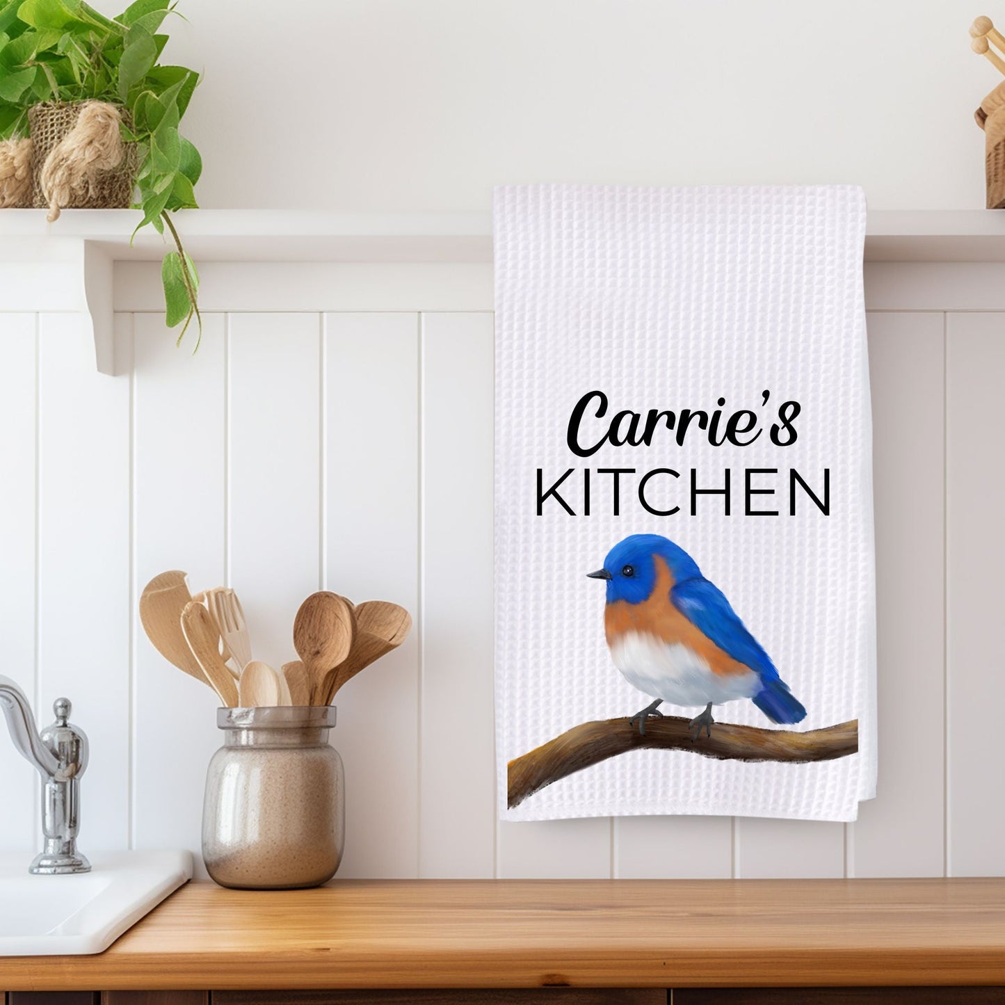 Eastern Bluebird Kitchen Towel - MerikaArt