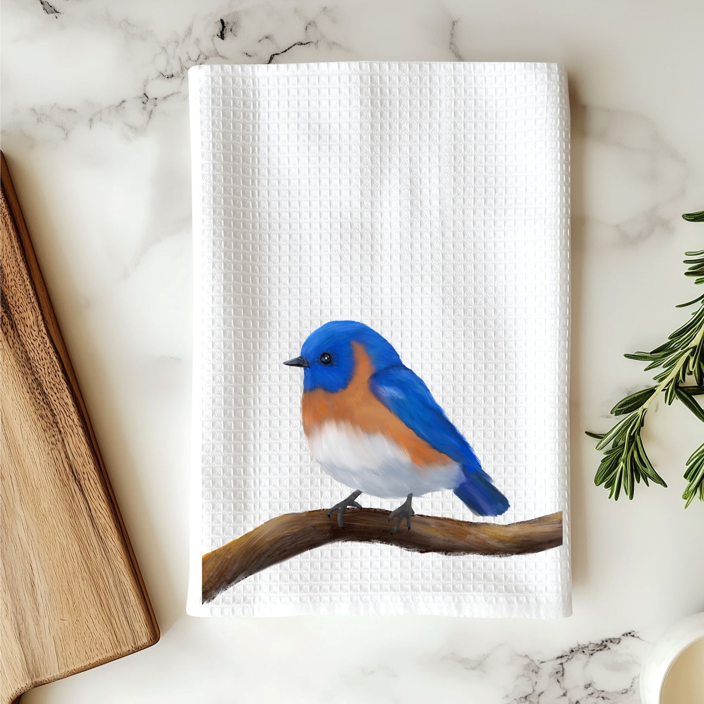 Eastern Bluebird Kitchen Towel - MerikaArt