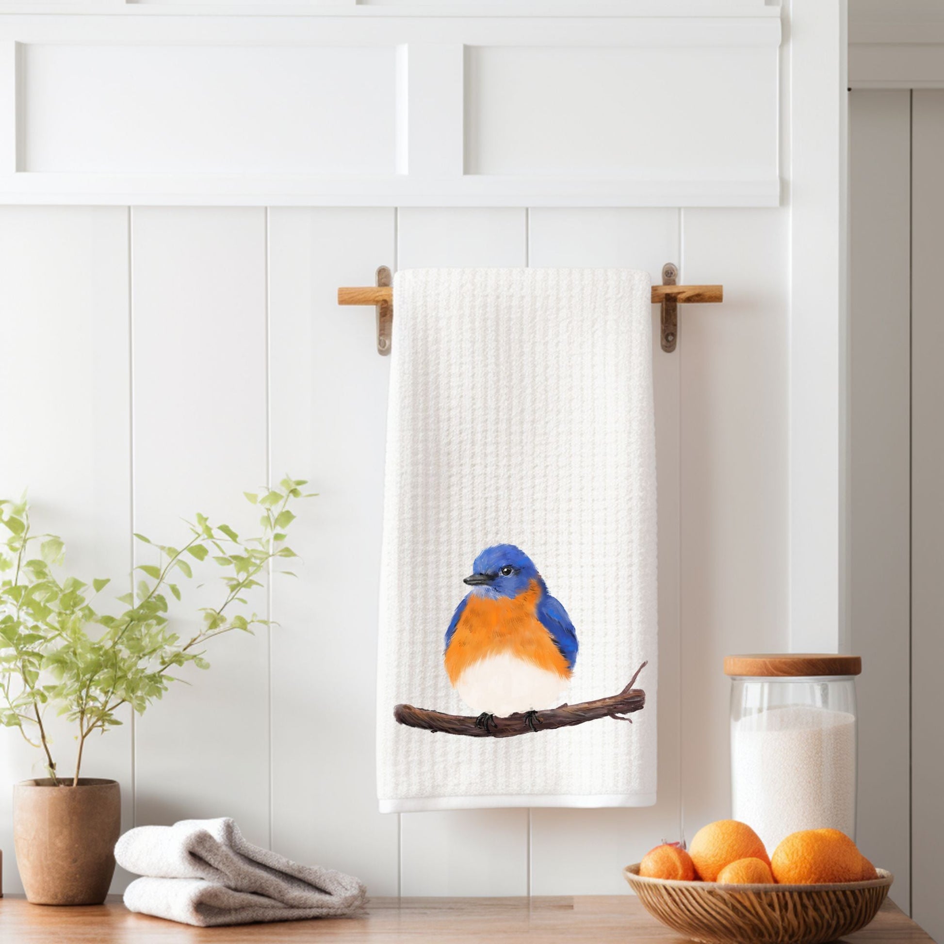 Eastern Bluebird Kitchen Towel - MerikaArt