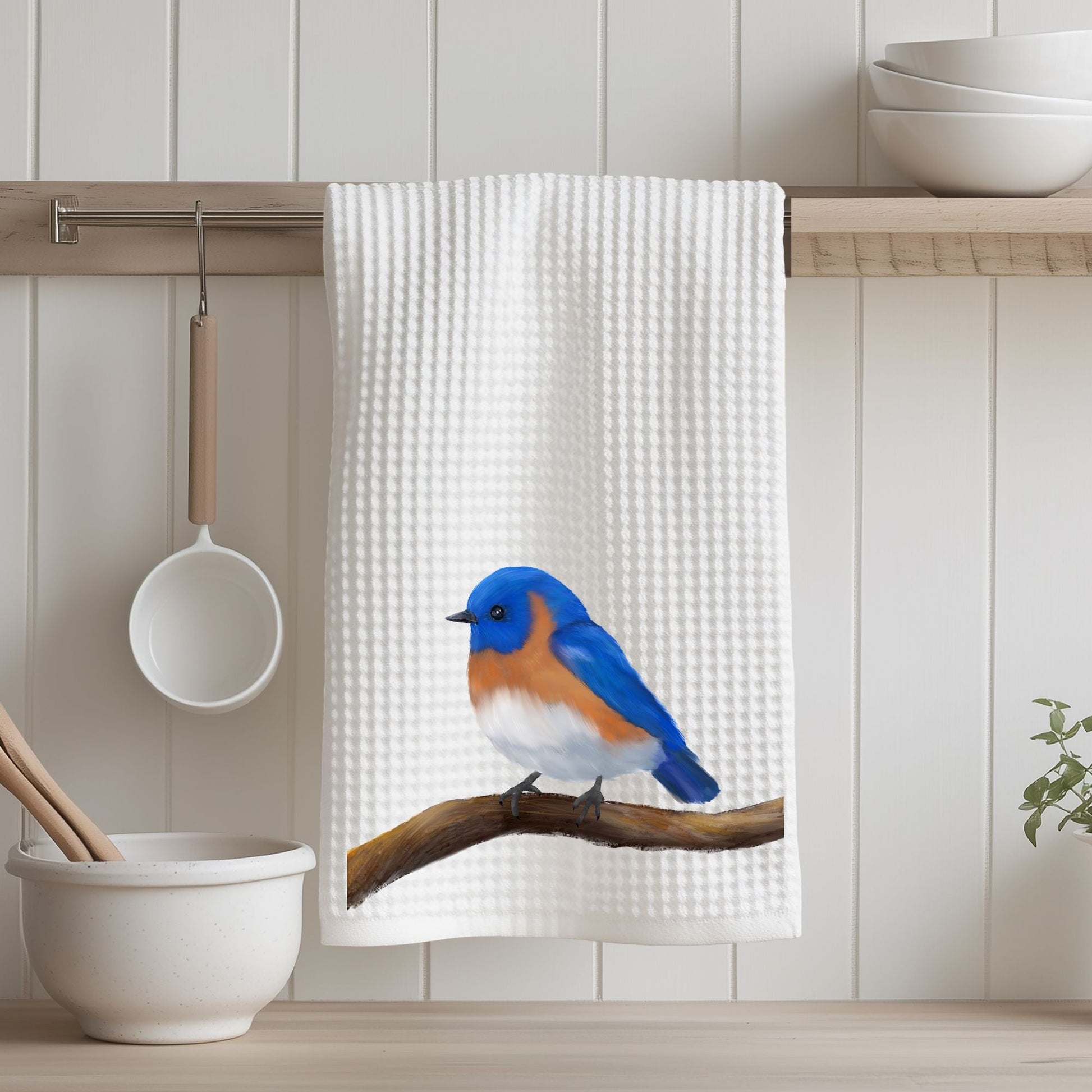 Eastern Bluebird Kitchen Towel - MerikaArt
