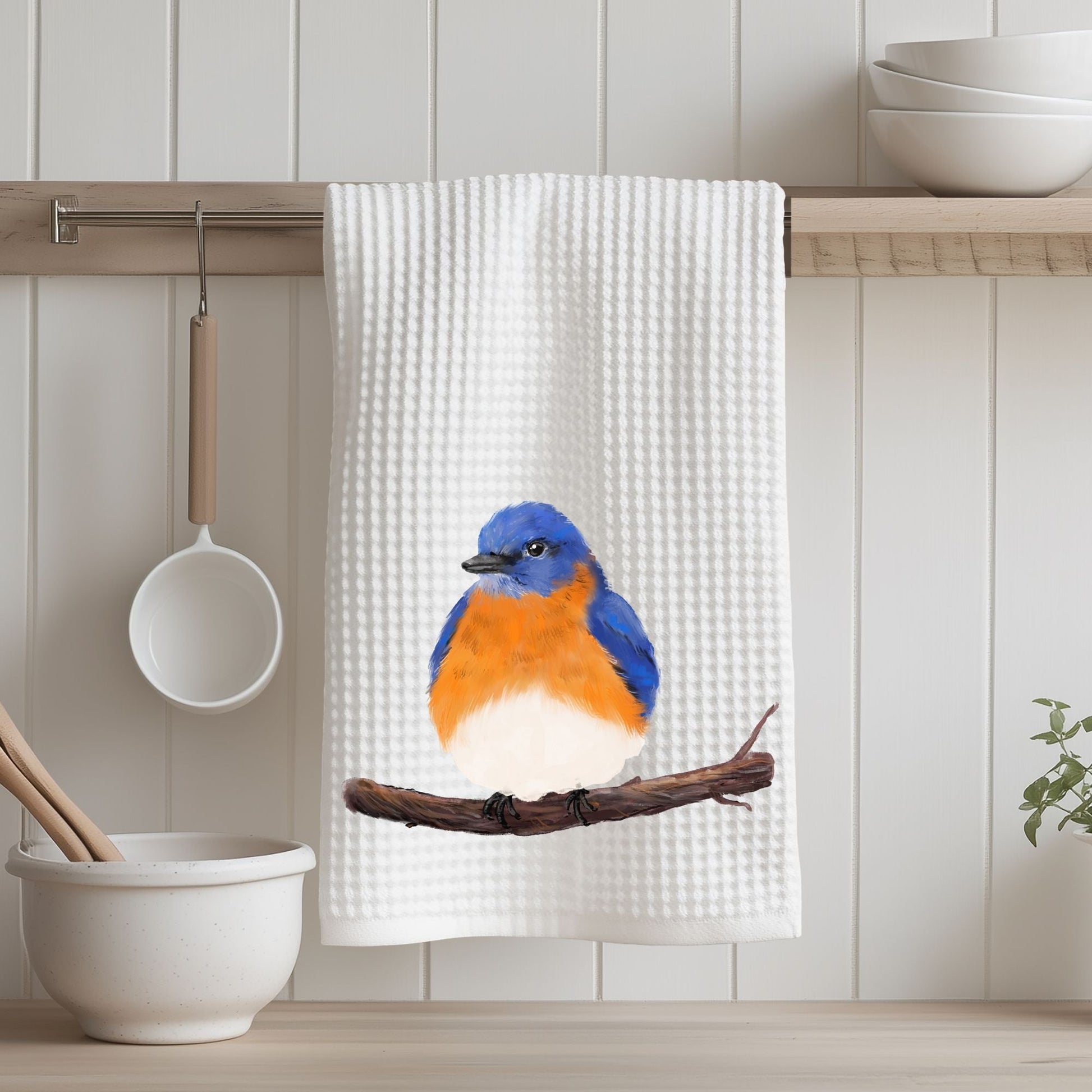 Eastern Bluebird Kitchen Towel - MerikaArt