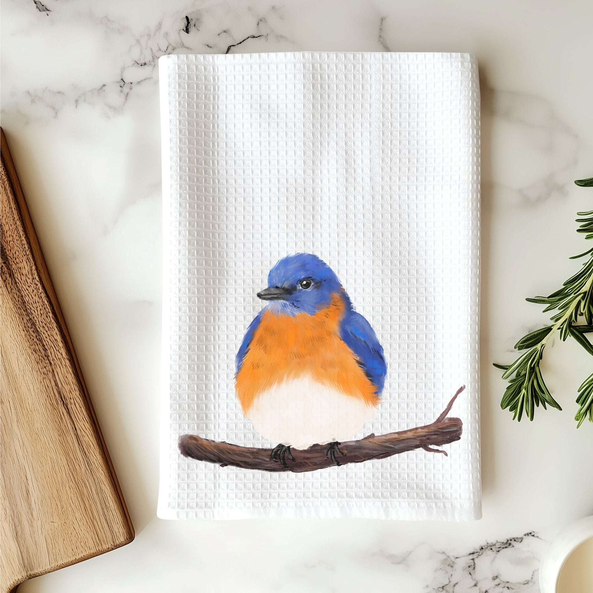 Eastern Bluebird Kitchen Towel - MerikaArt