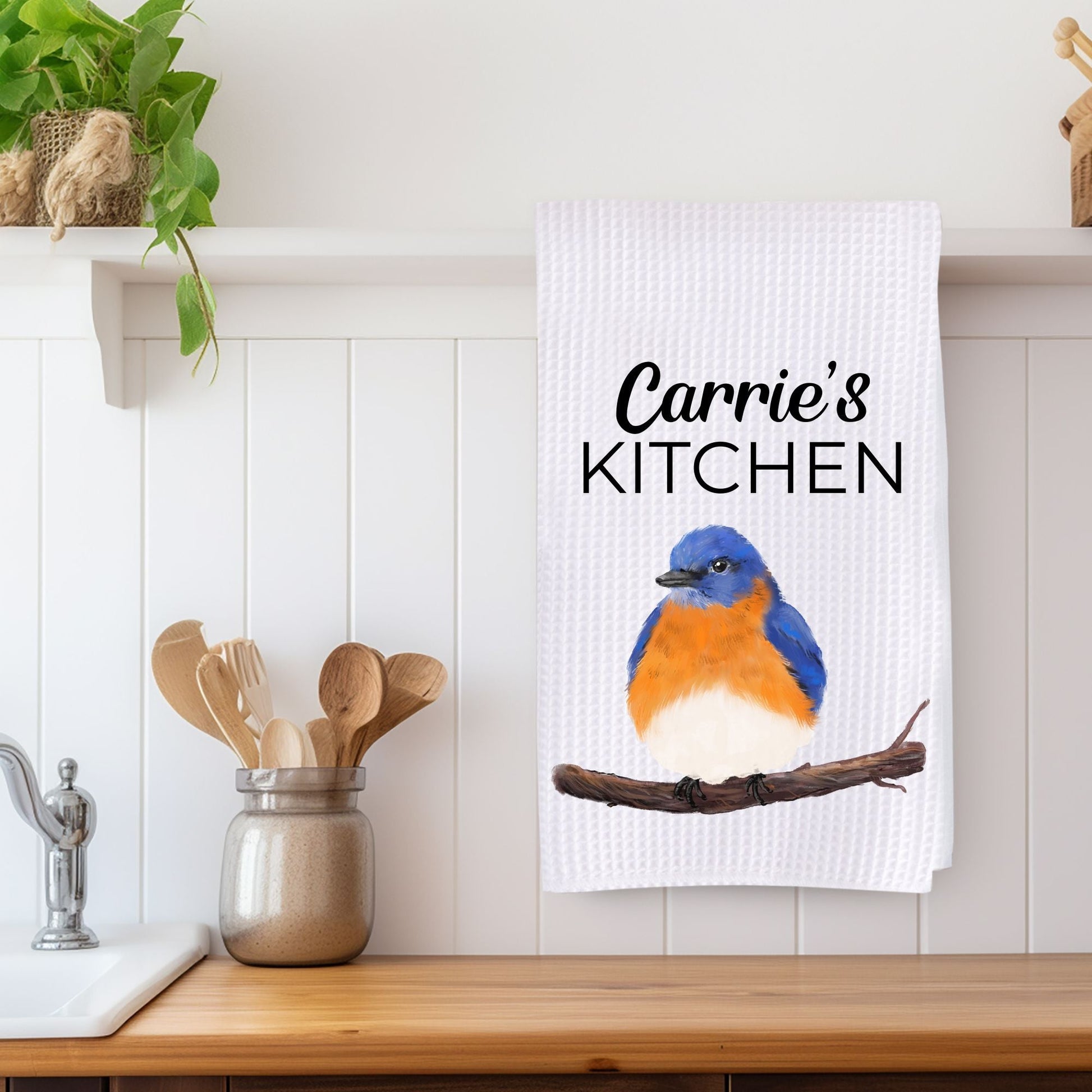 Eastern Bluebird Kitchen Towel - MerikaArt