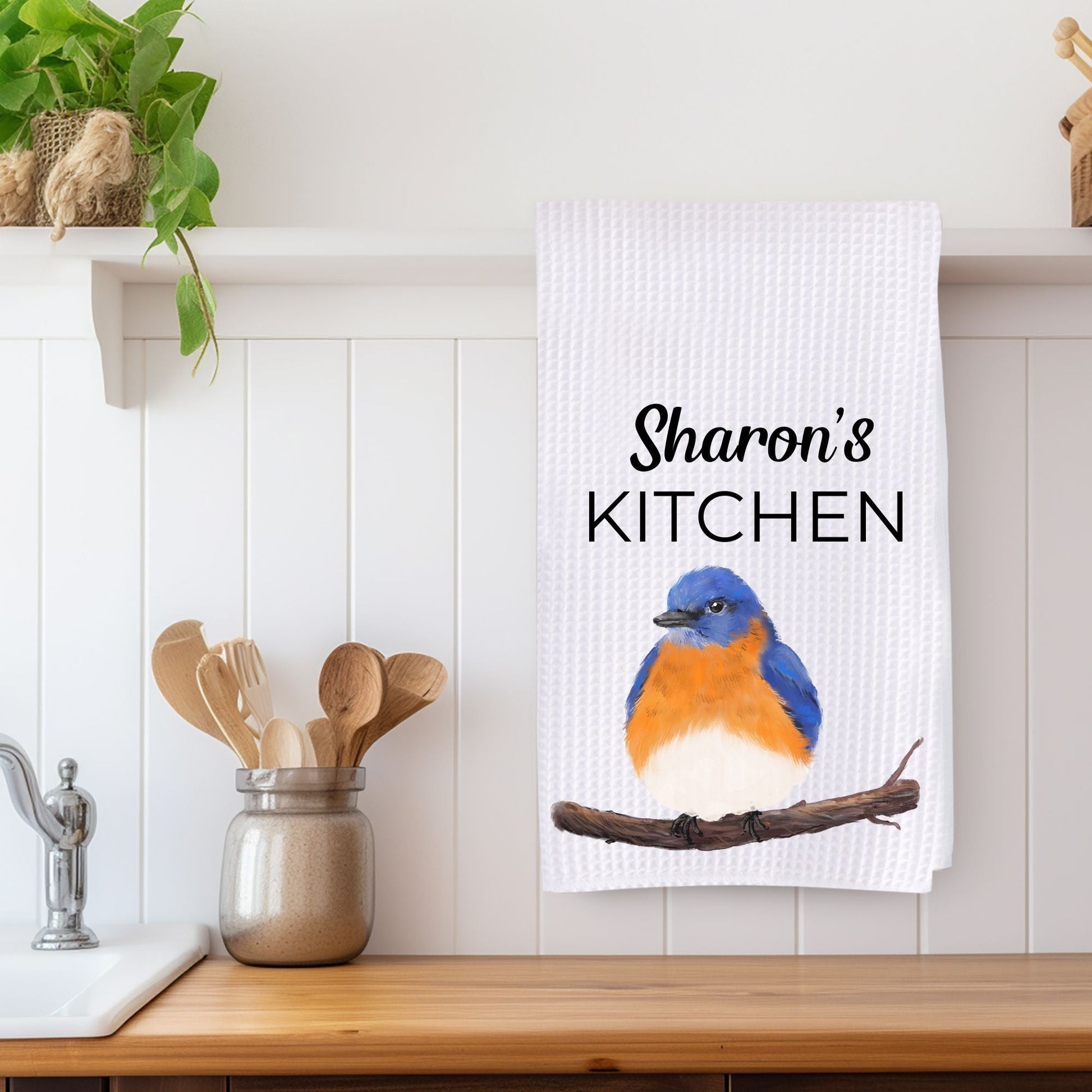 Eastern Bluebird Kitchen Towel - MerikaArt