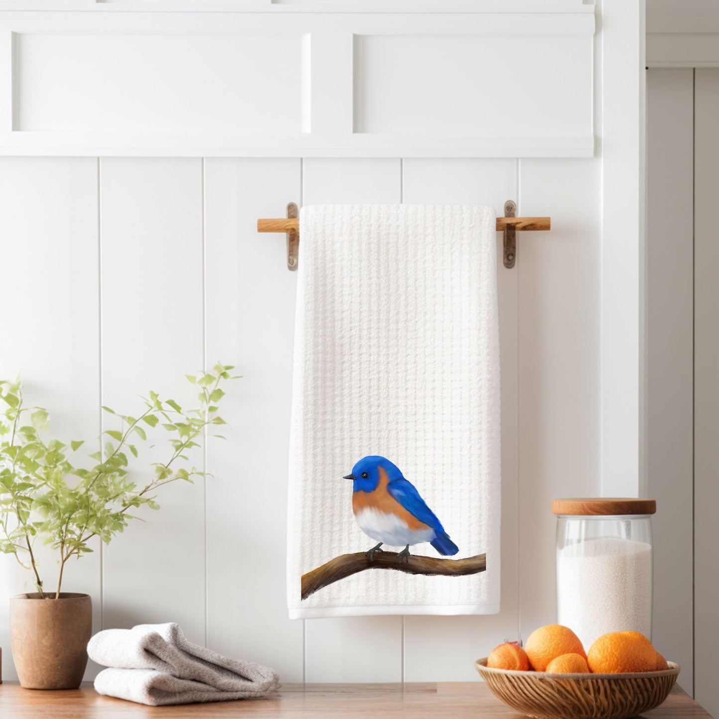 Eastern Bluebird Kitchen Towel - MerikaArt