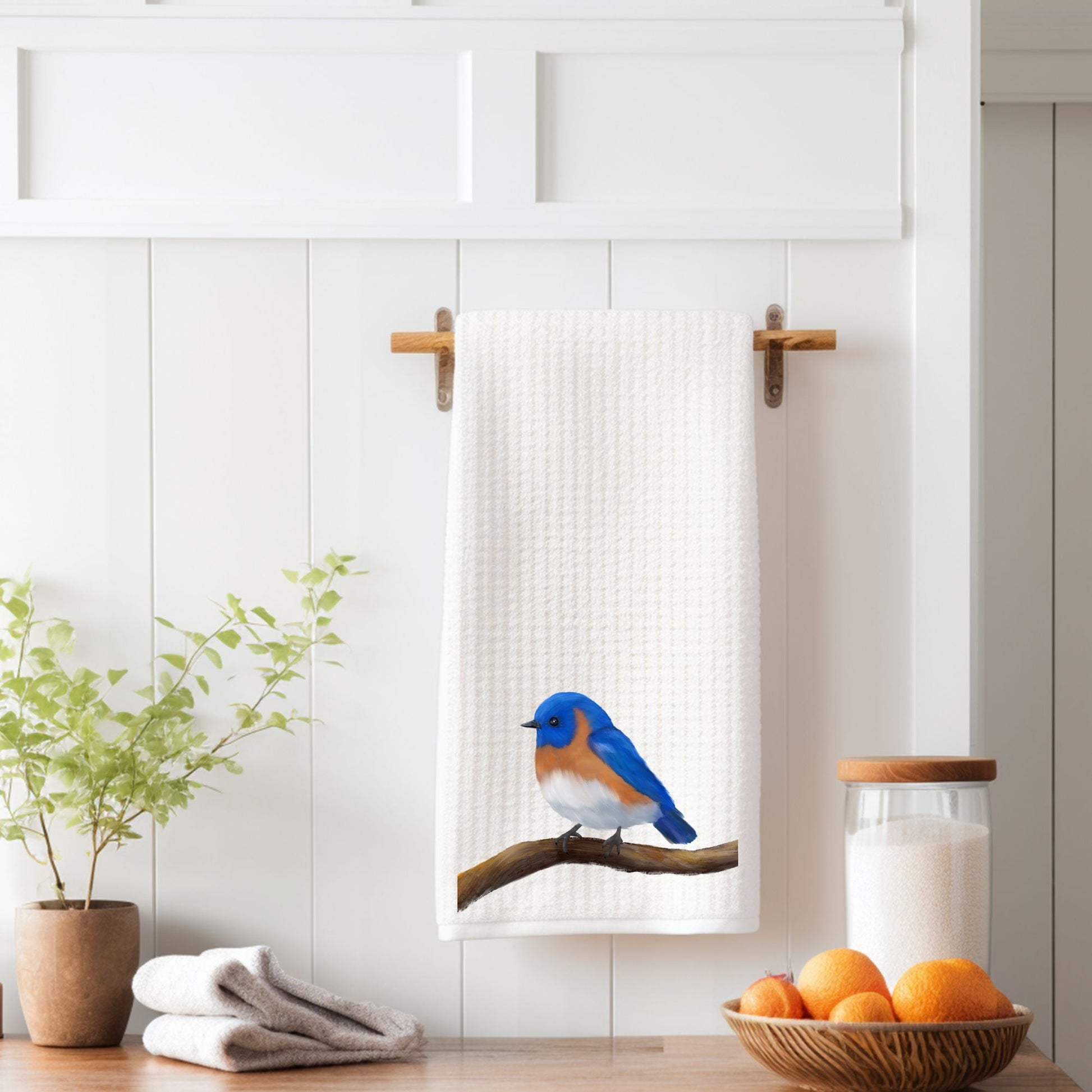 Eastern Bluebird Kitchen Towel - MerikaArt