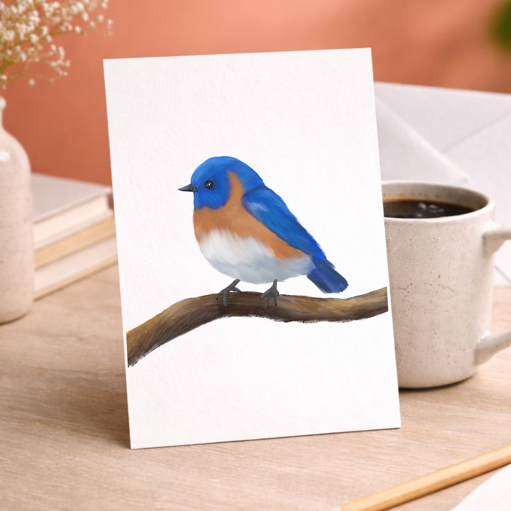 Eastern Bluebird on Branch Postcard - MerikaArt