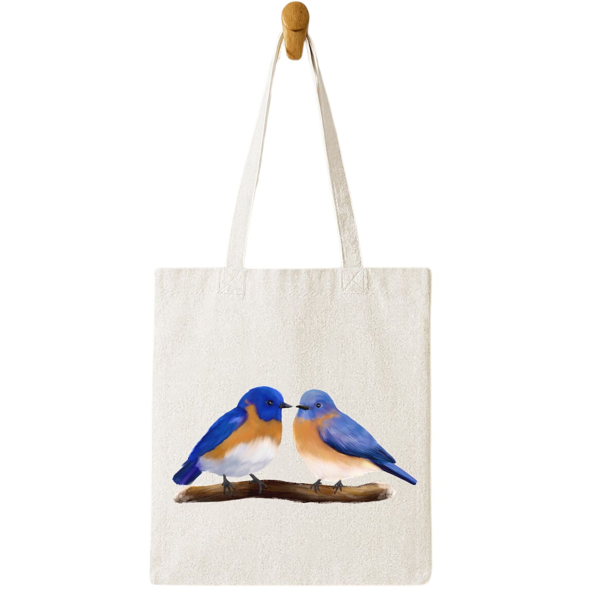 Eastern Bluebird Pair Canvas Tote Bag - MerikaArt