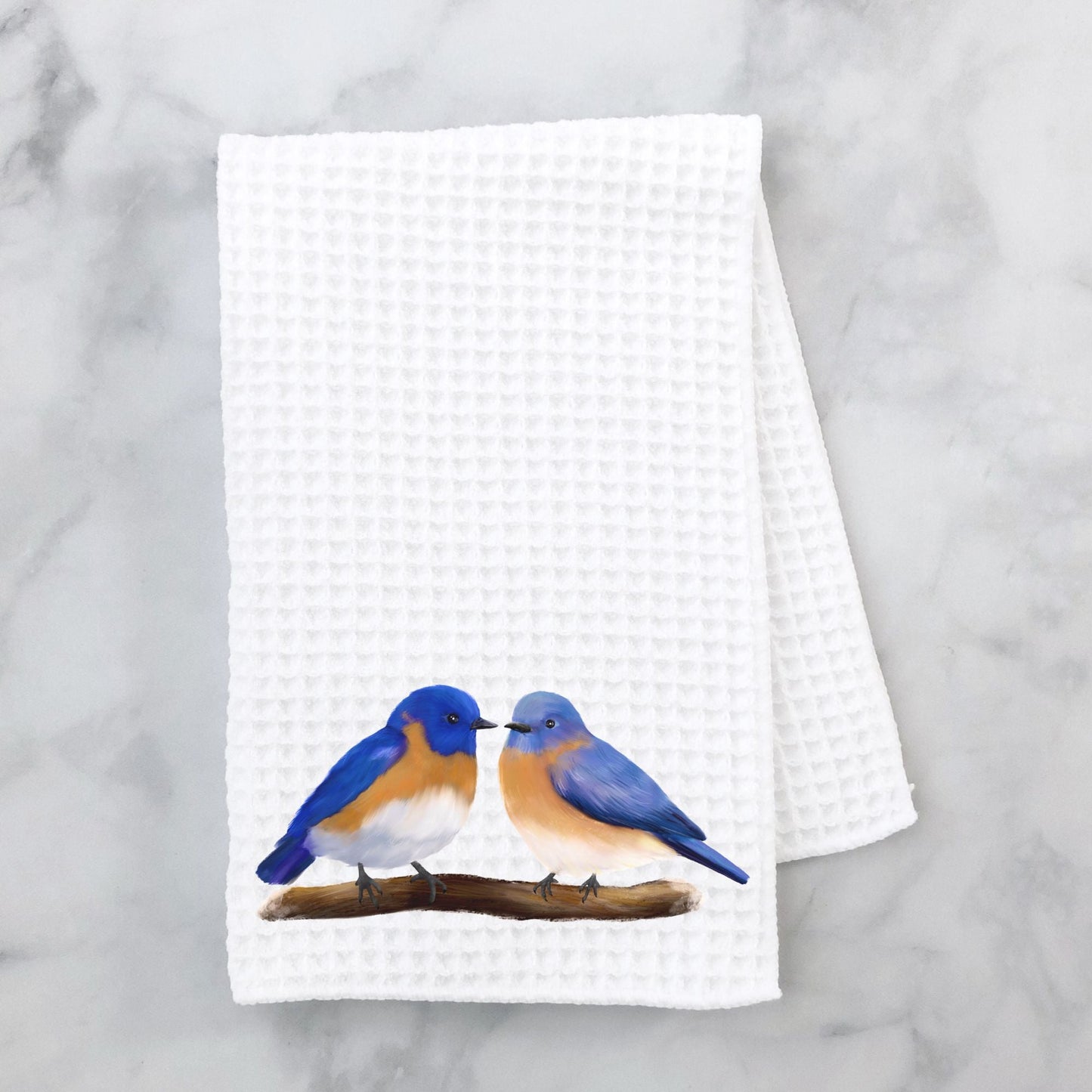 Eastern Bluebird Pair Kitchen Towel - MerikaArt