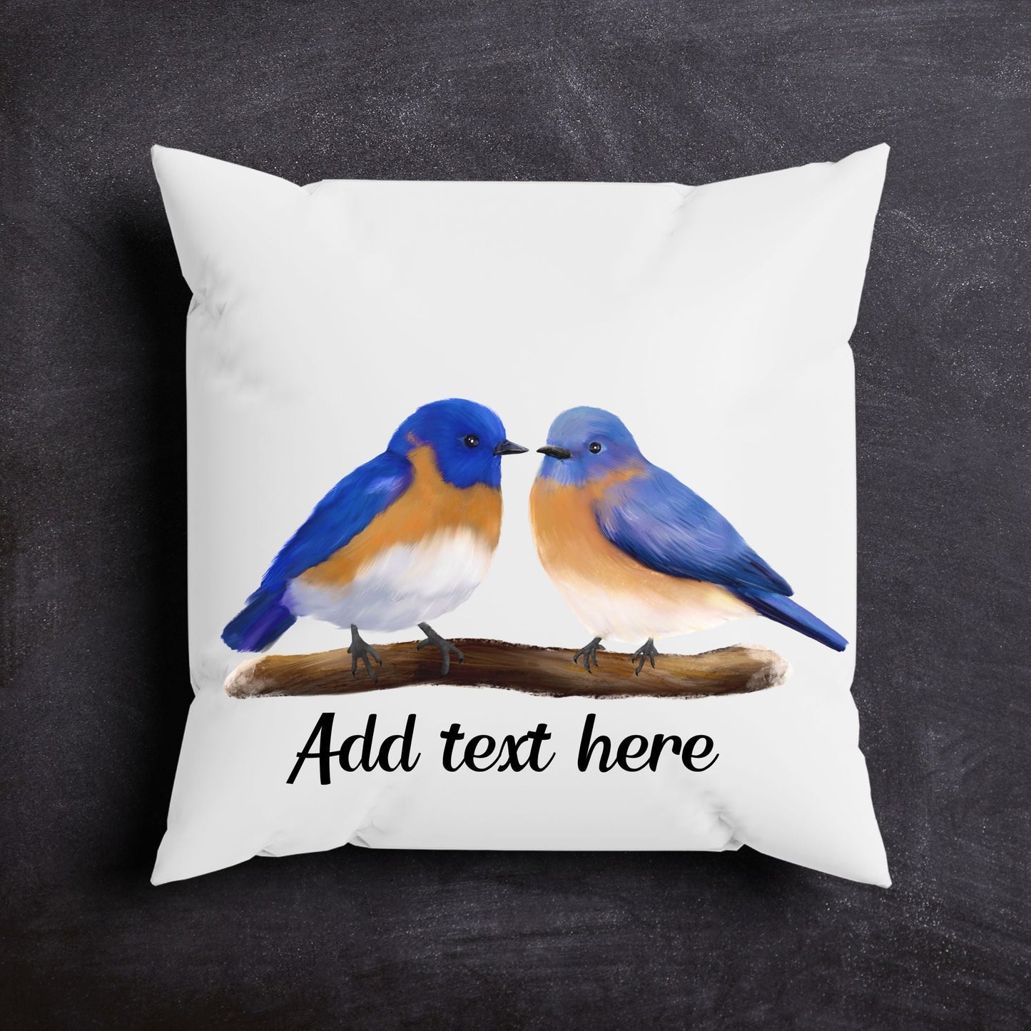 Eastern Bluebird Pair Pillow - MerikaArt
