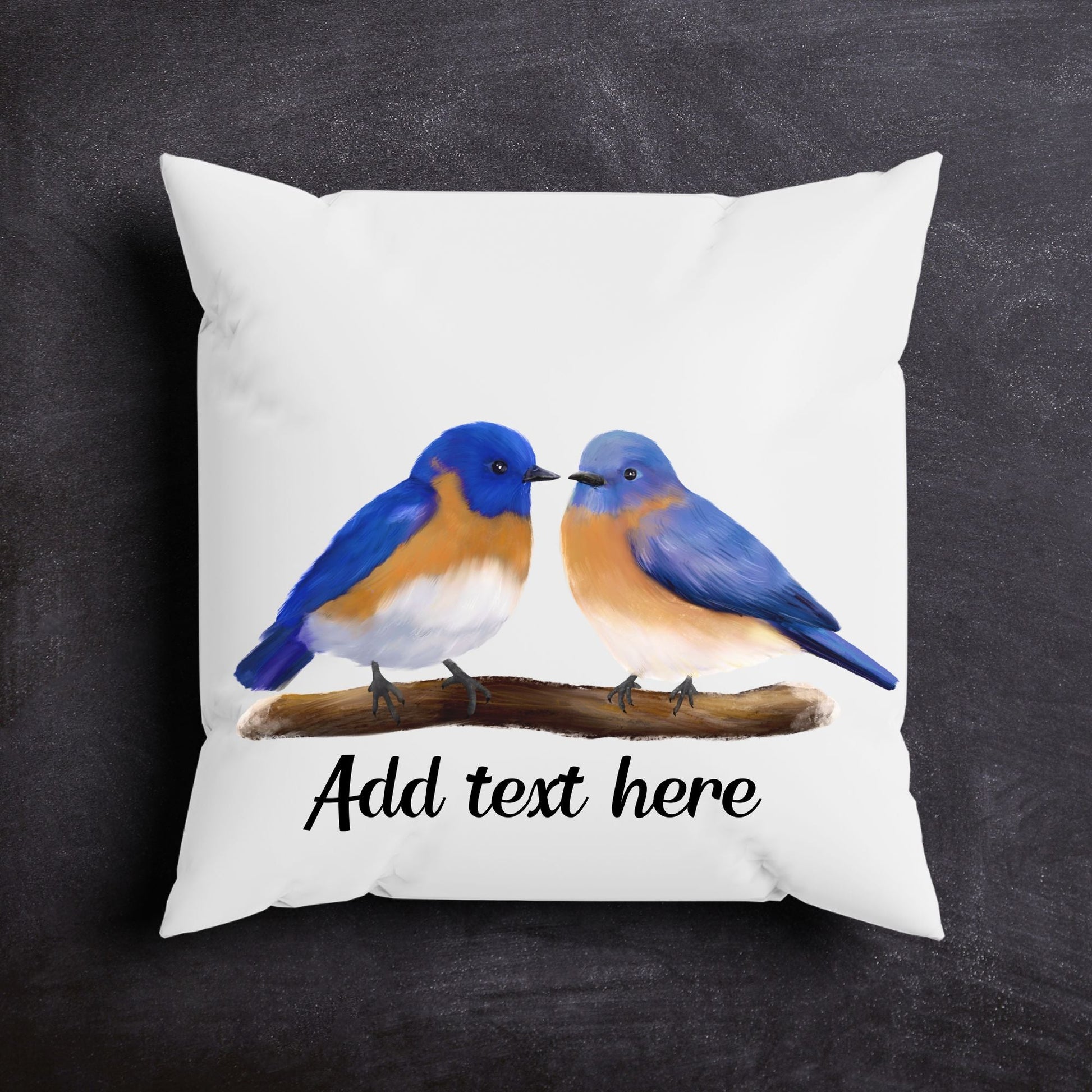 Eastern Bluebird Pair Pillow - MerikaArt