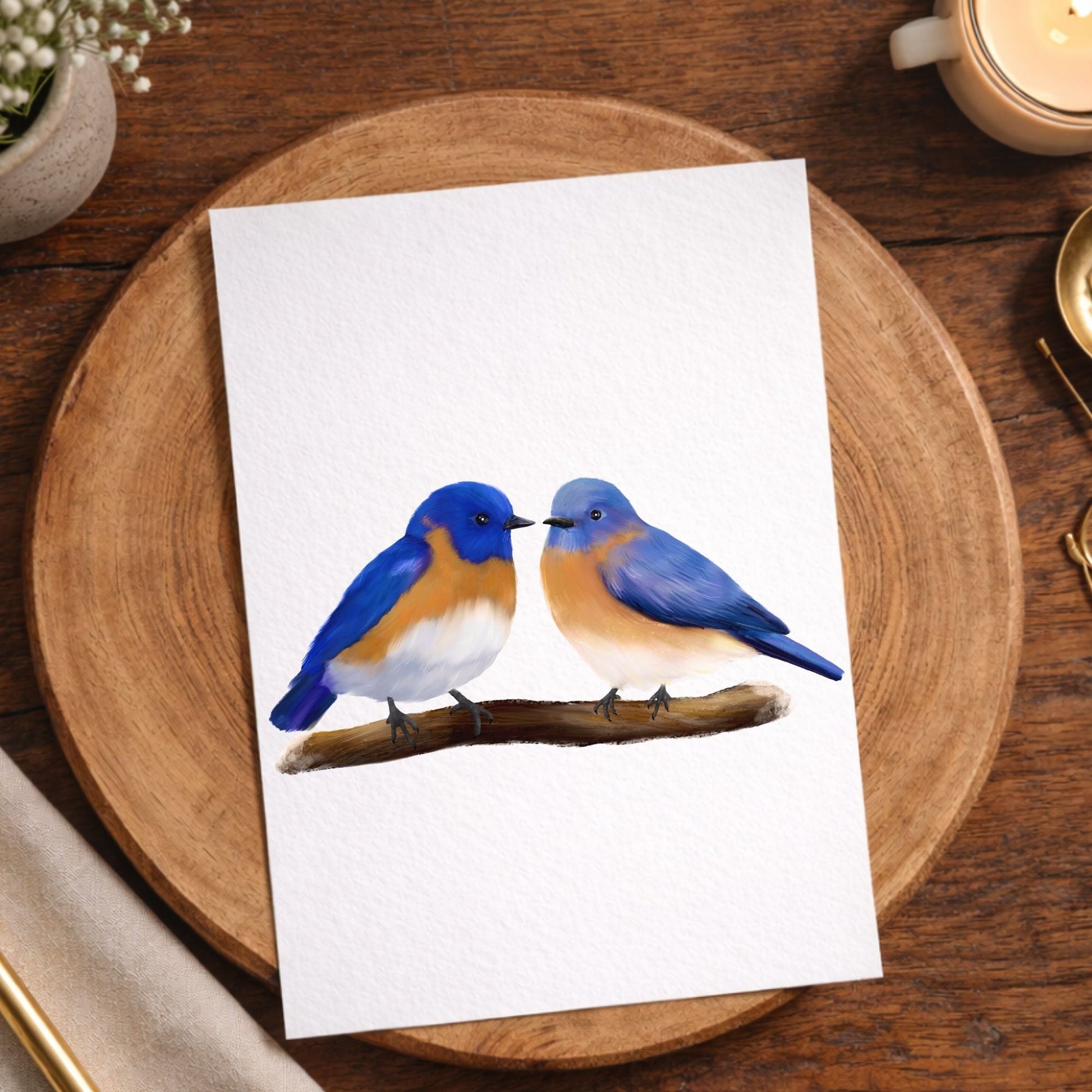Eastern Bluebird Pair Postcard - MerikaArt