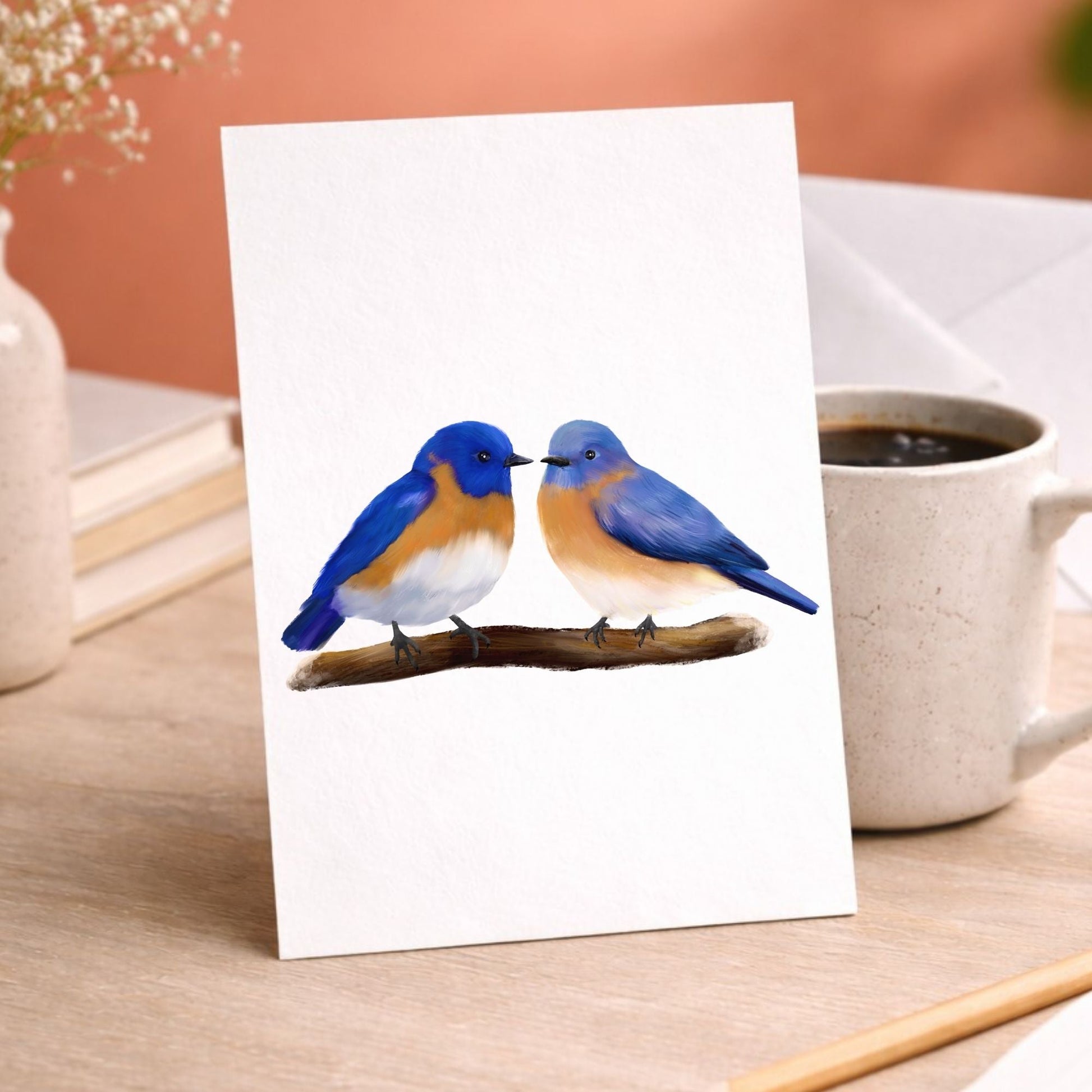 Eastern Bluebird Pair Postcard - MerikaArt