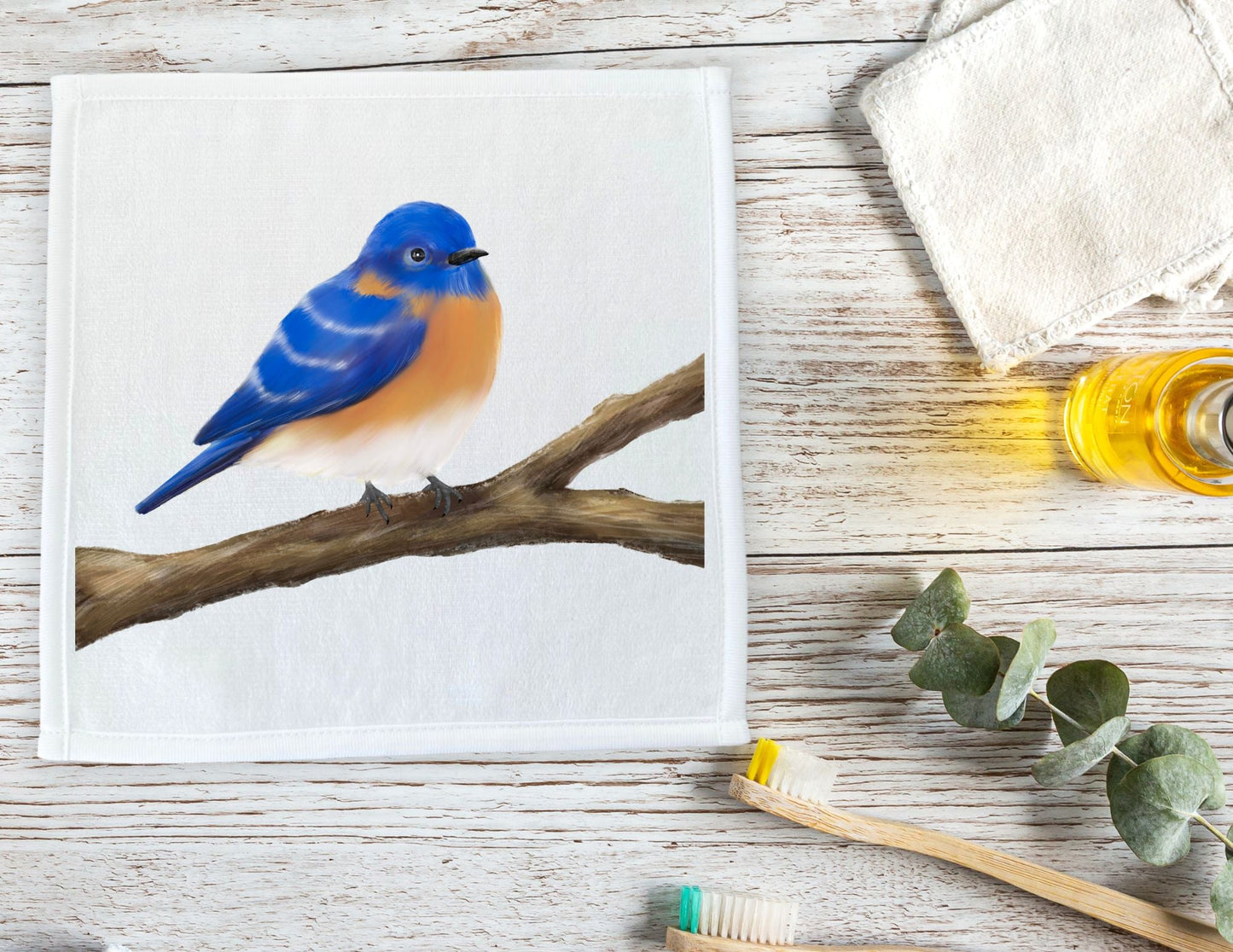 Eastern Bluebird Perched Washcloth – A Stunning Gift for Nature Lovers - MerikaArt