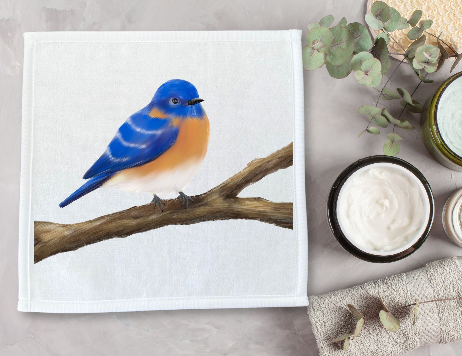 Eastern Bluebird Perched Washcloth – A Stunning Gift for Nature Lovers - MerikaArt