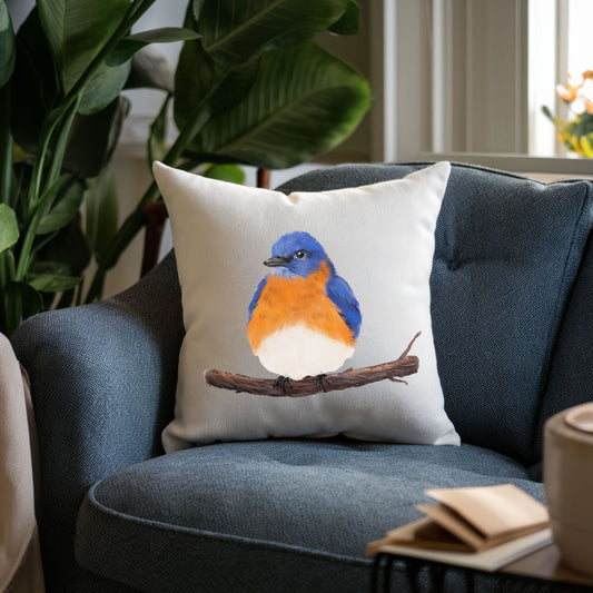 Eastern Bluebird Pillow - MerikaArt