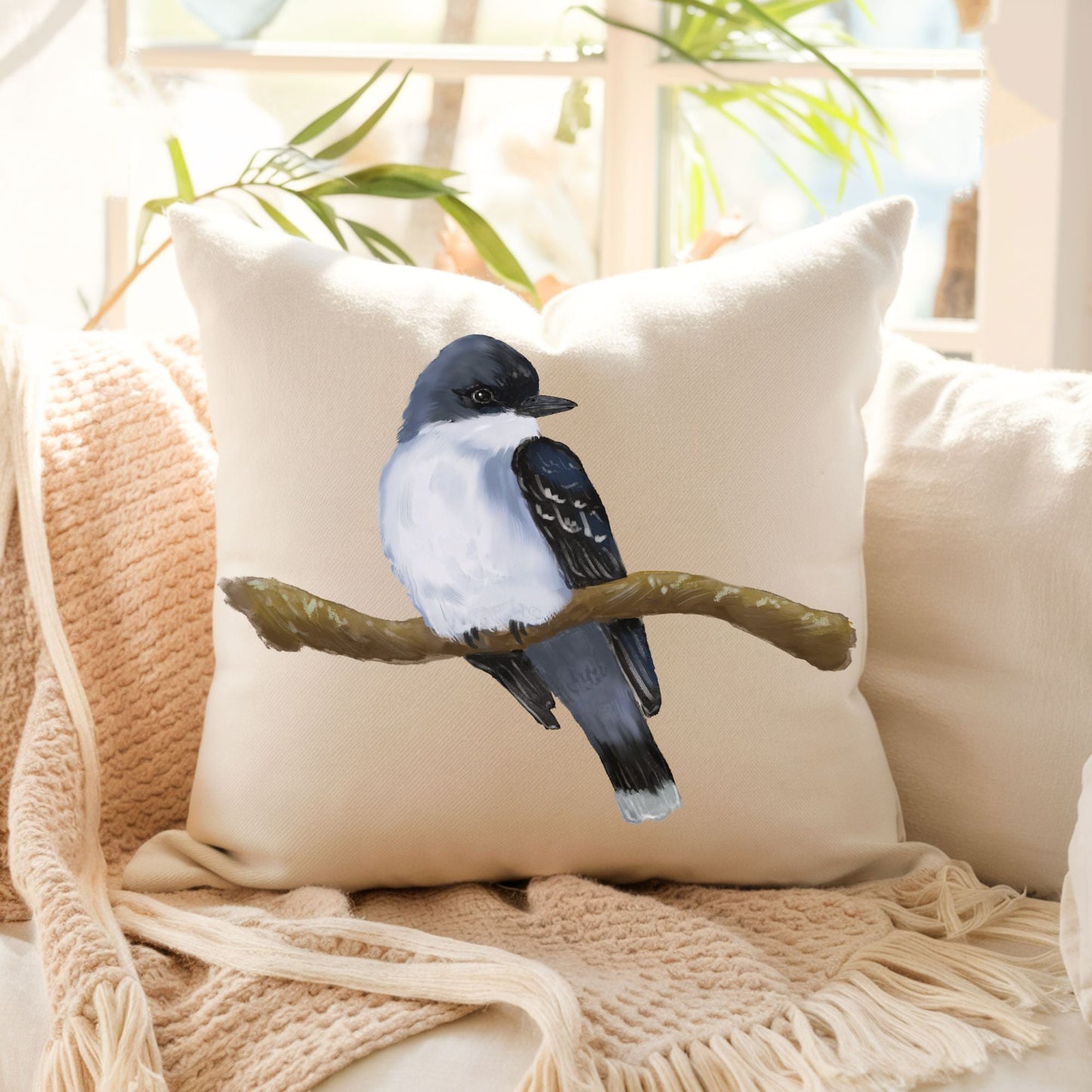 Eastern Kingbird Bird Pillow - MerikaArt