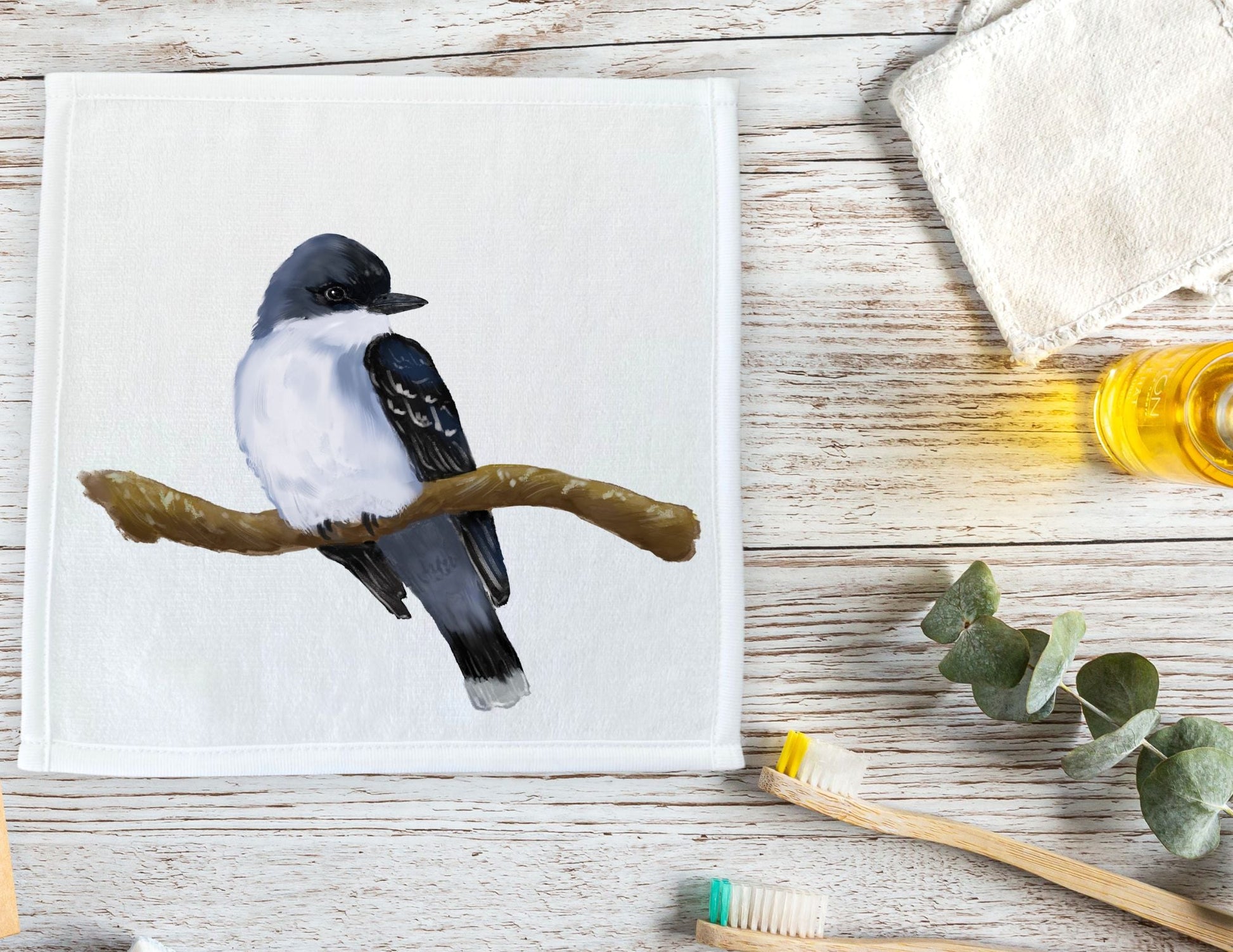 Eastern Kingbird Bird Washcloth - MerikaArt