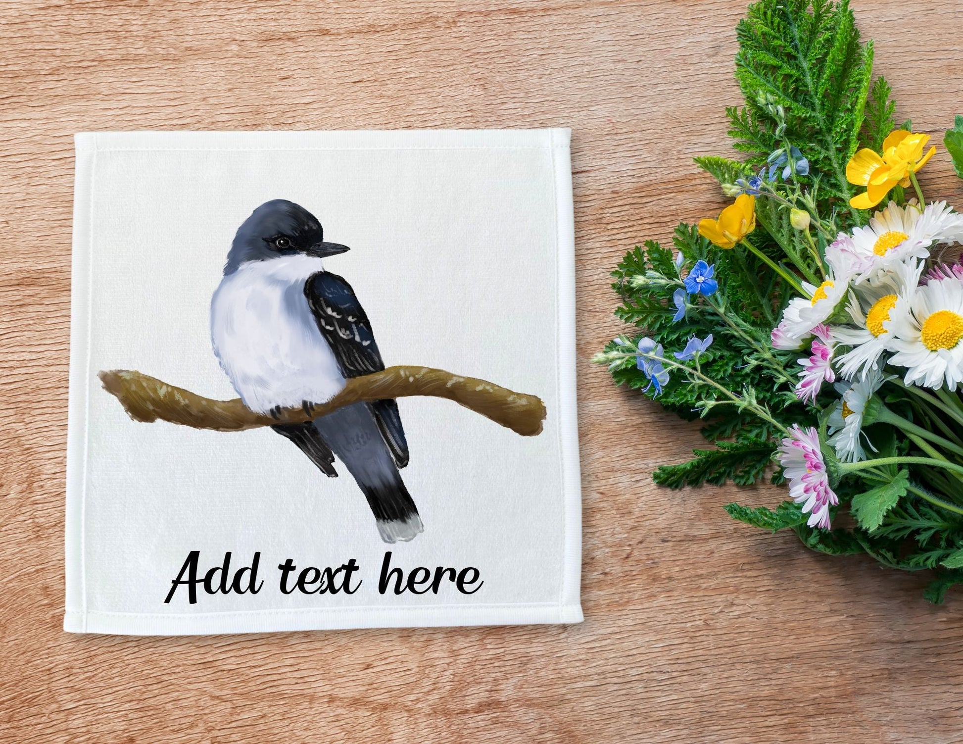 Eastern Kingbird Bird Washcloth - MerikaArt