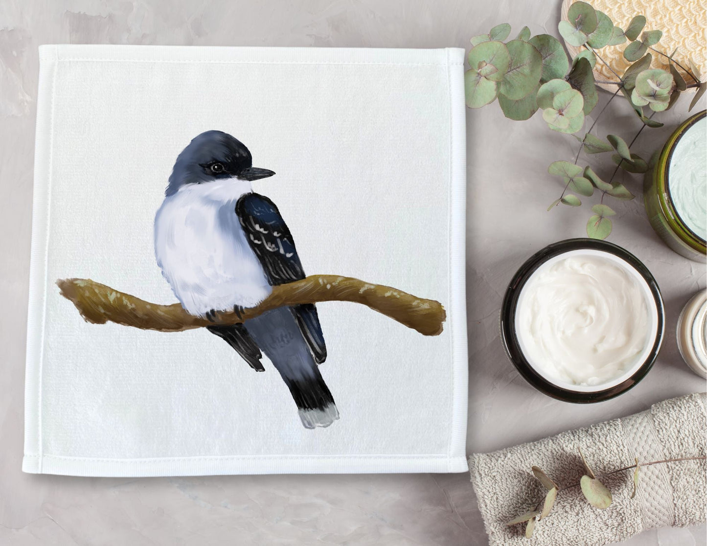 Eastern Kingbird Bird Washcloth - MerikaArt