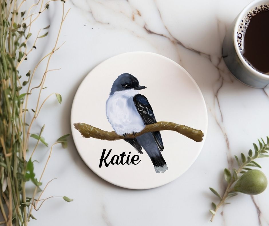 Eastern Kingbird Ceramic Coaster - MerikaArt