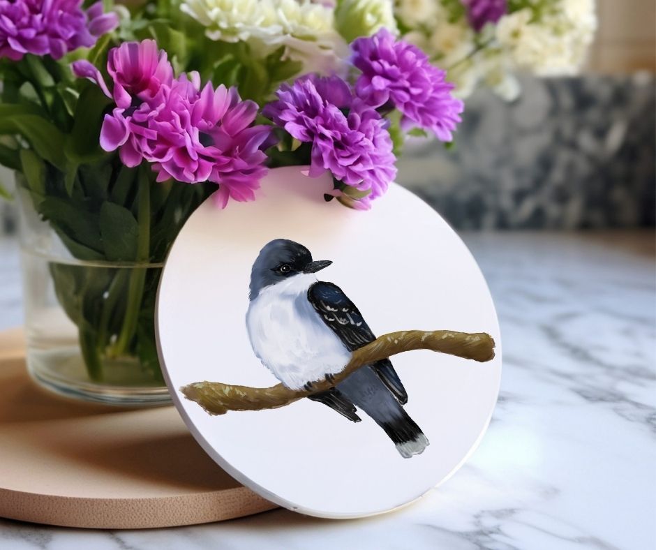 Eastern Kingbird Ceramic Coaster - MerikaArt
