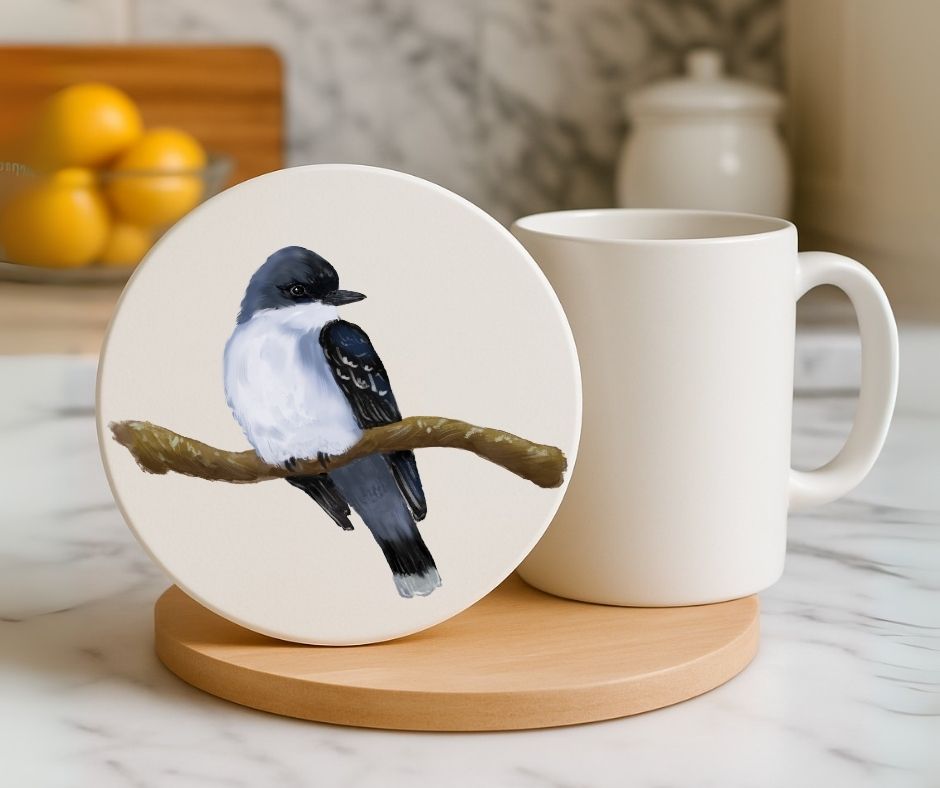 Eastern Kingbird Ceramic Coaster - MerikaArt