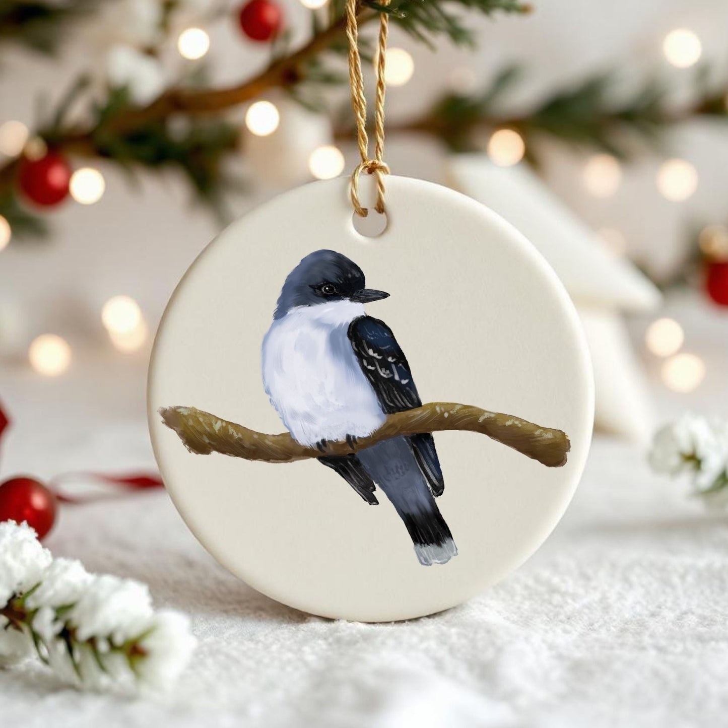 Eastern Kingbird Ceramic Ornament - MerikaArt