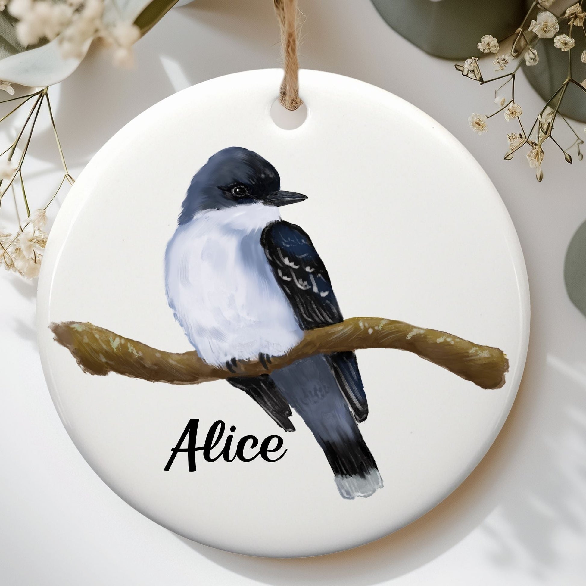 Eastern Kingbird Ceramic Ornament - MerikaArt