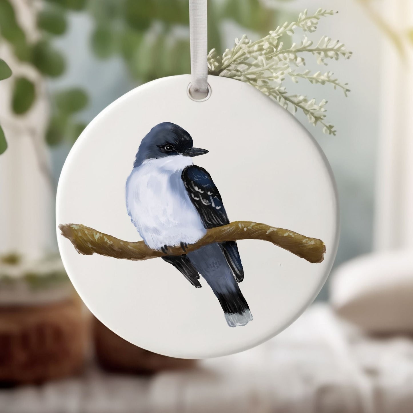 Eastern Kingbird Ceramic Ornament - MerikaArt