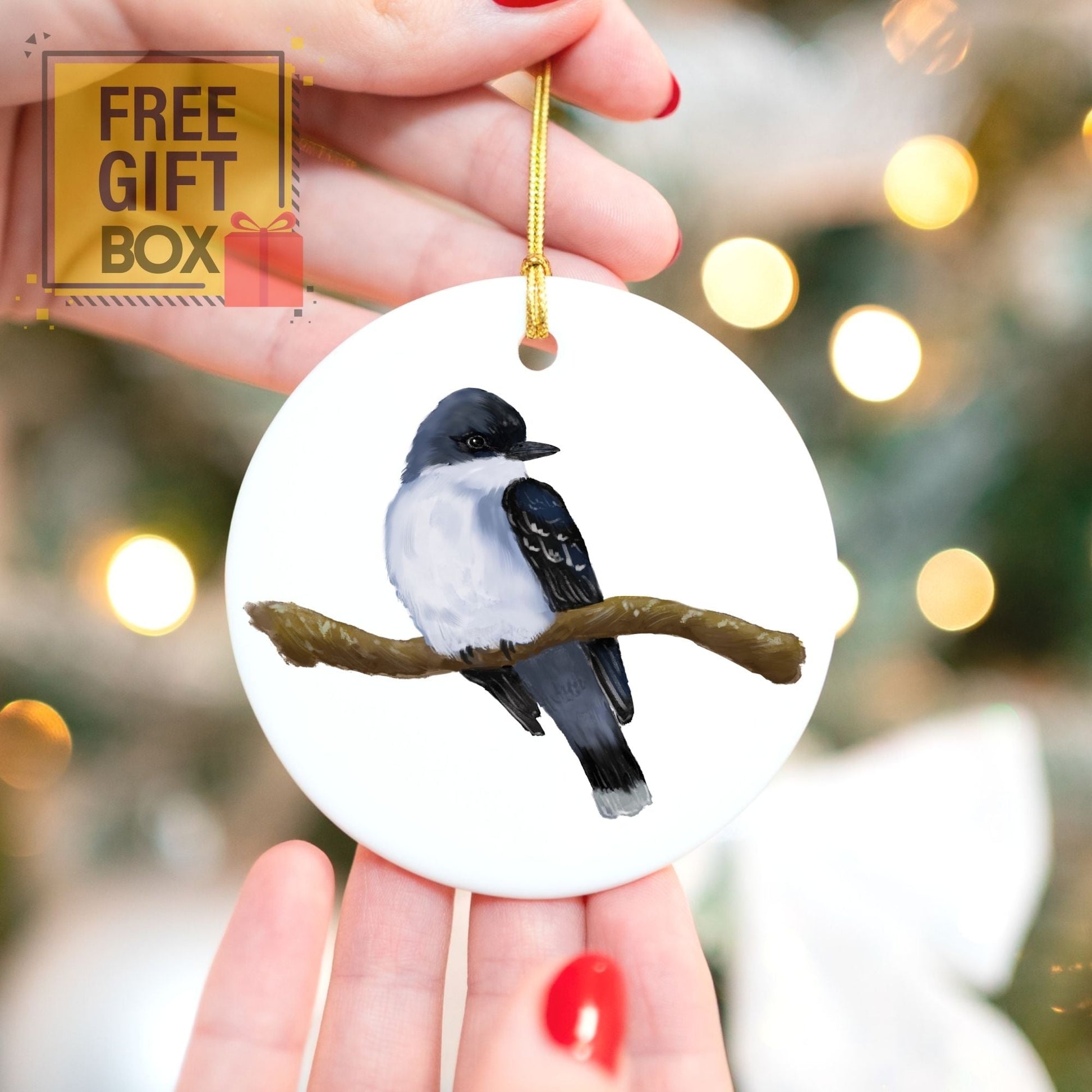 Eastern Kingbird Ceramic Ornament - MerikaArt