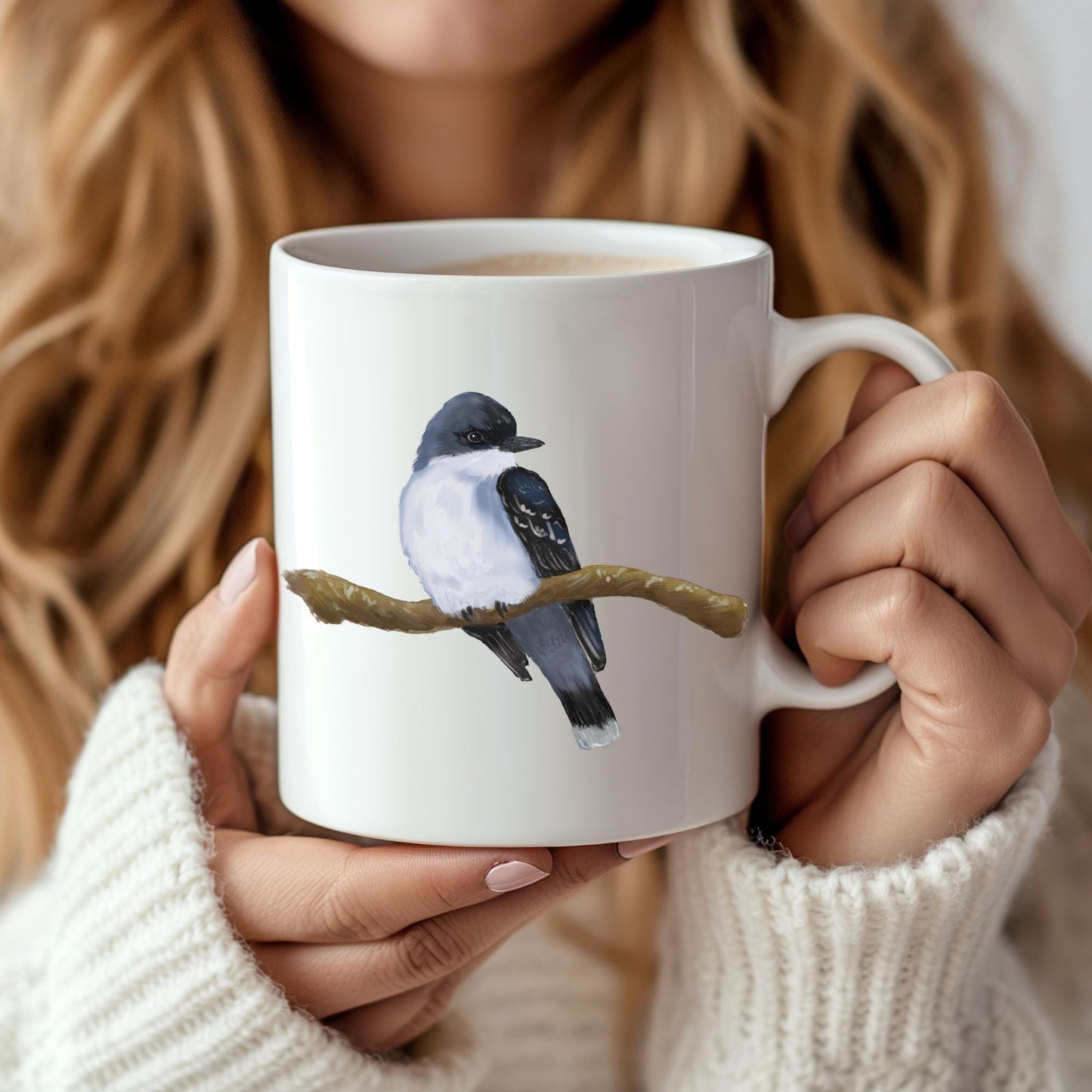 Eastern Kingbird Mug with Elegant Illustration - MerikaArt