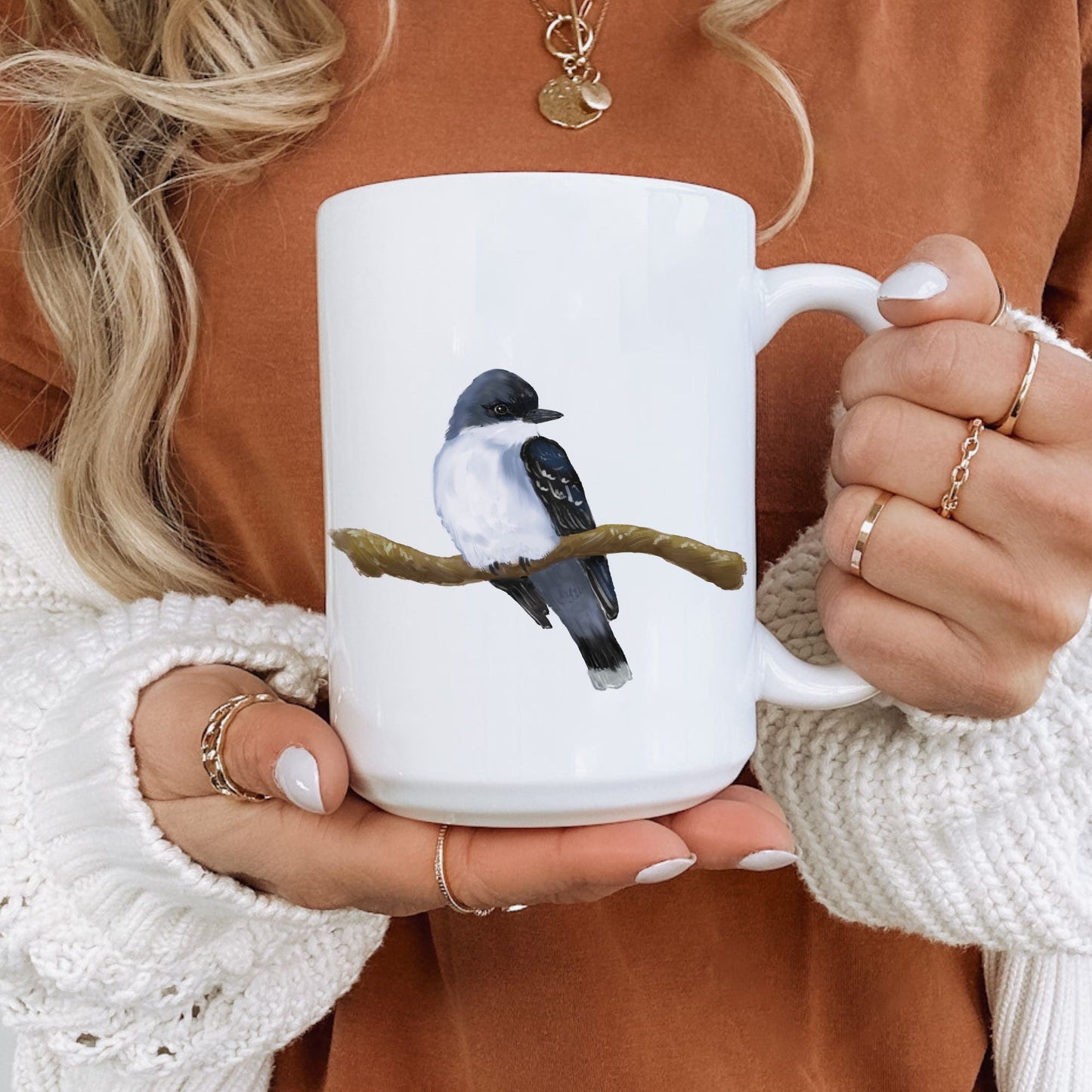 Eastern Kingbird Mug with Elegant Illustration - MerikaArt